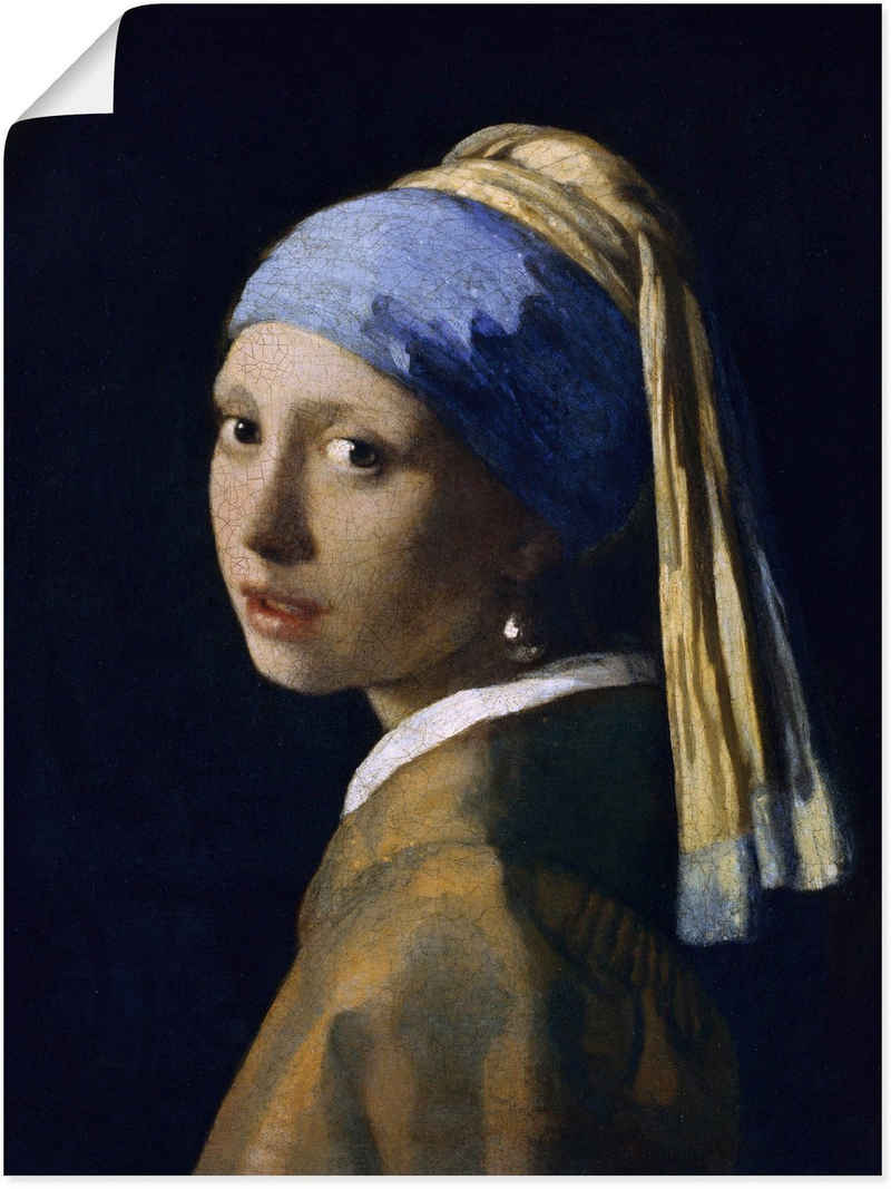 Artland Wandbild Das Mädchen mit dem Perlenohrgehänge, Frau (1 St), als Leinwandbild, Poster, Wandaufkleber in verschied. Größen