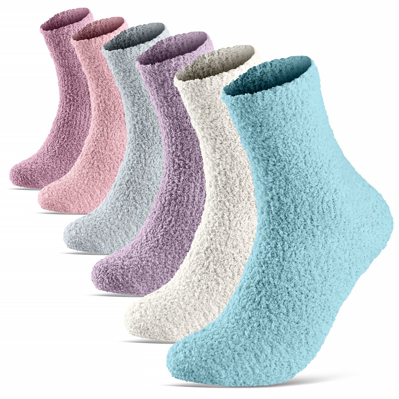 sockenkauf24 М'які шкарпеточки 6, 12, 20 Paar Damen Шкарпетки для дому warm & flauschig (6-Paar, Розмір 35-42) - 37402 WP