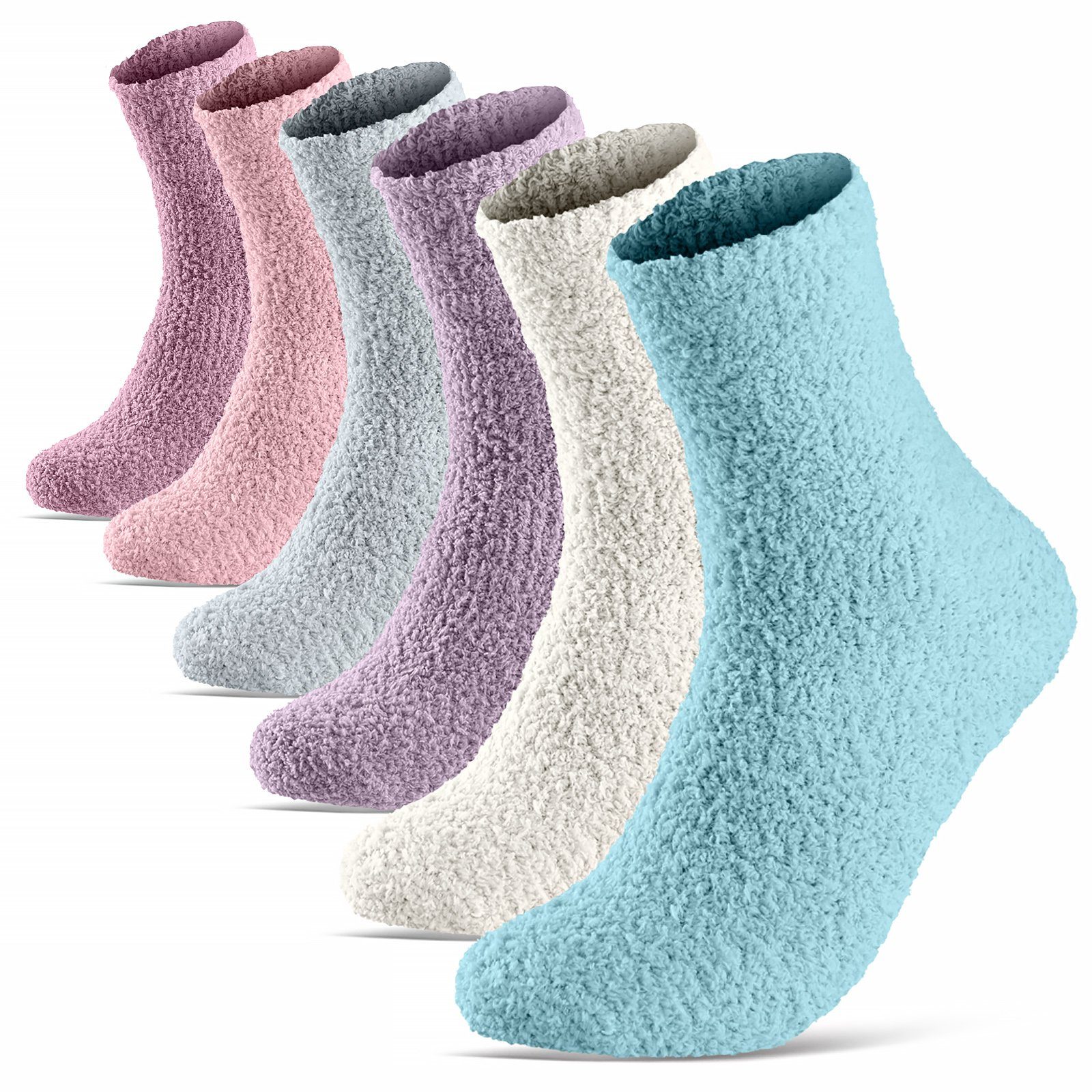 sockenkauf24 Kuschelsocken 6, 12, 20 Paar Damen Haussocken warm & flauschig (6-Paar, Größe 35-42) - 37402 WP