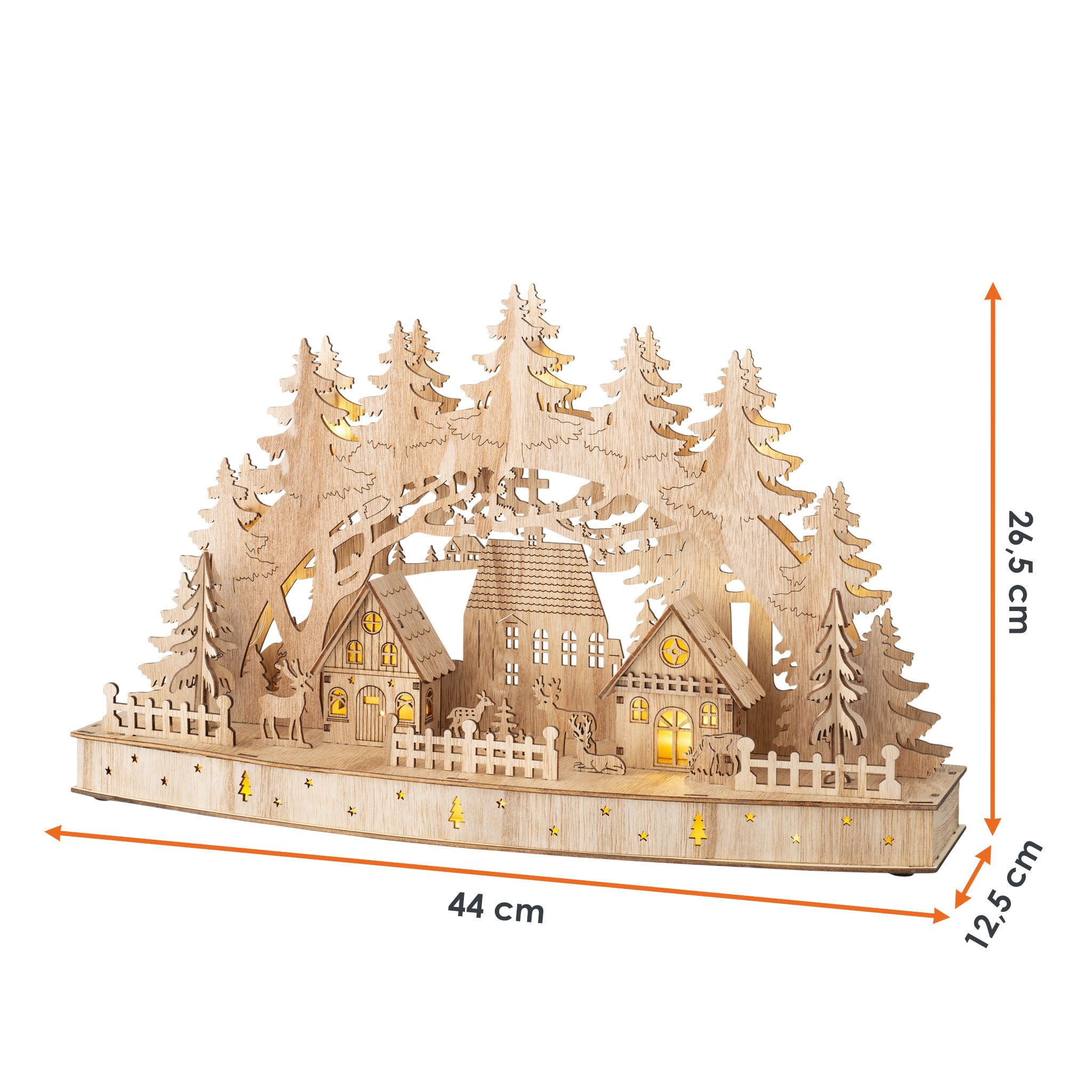 Spetebo LED Schwibbogen Weihnachtsdorf 44 x 26 cm warm weiß beleuchtet (1-tlg), mit Timer – Bild 4 von 5