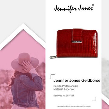 Jennifer Jones Geldbörse Jennifer Jones Damen Börse RFID Blocker (Portemonnaie, Portemonnaie), Damen Portemonnaie Echtleder Größe ca. 12cm, rot
