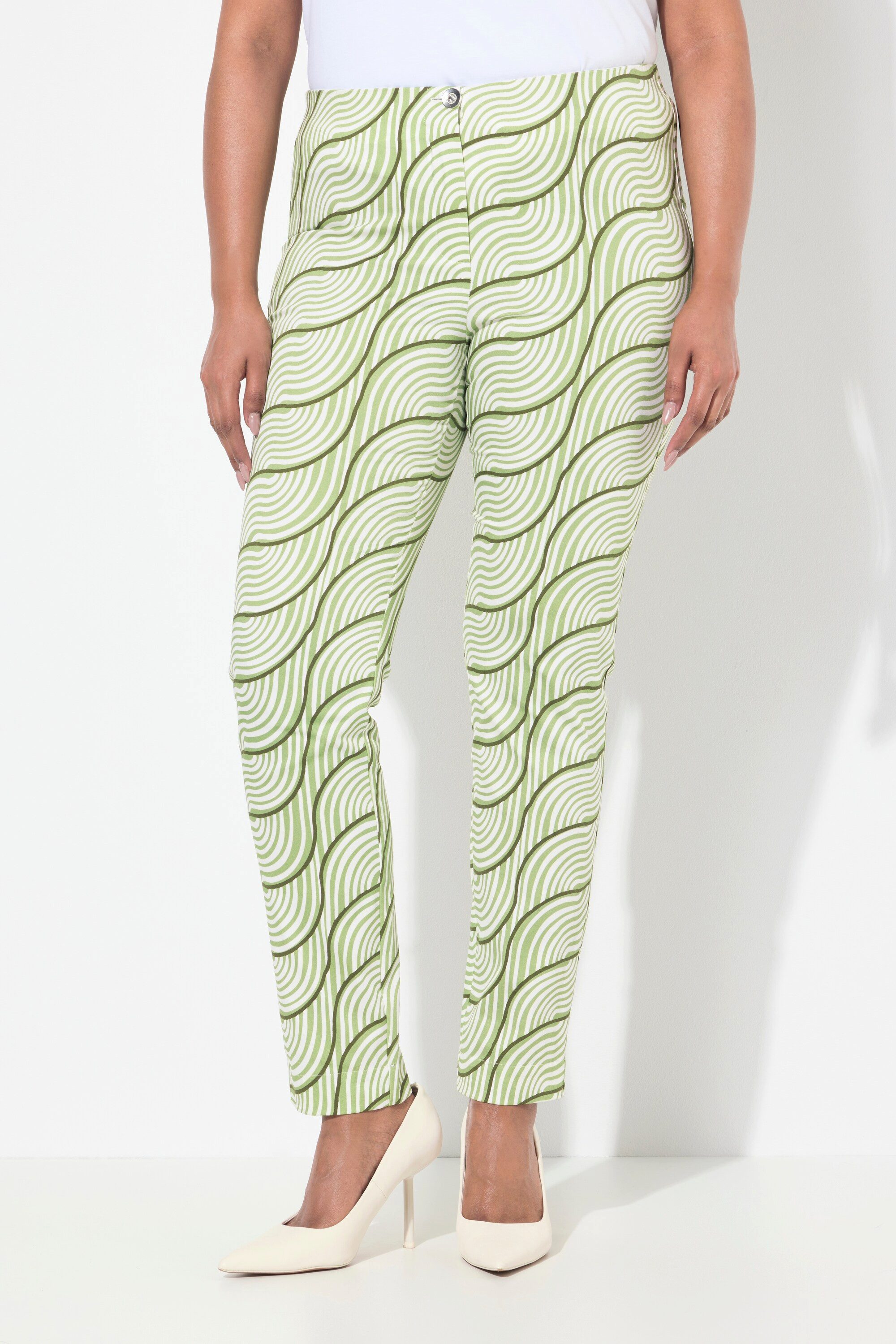 Ulla Popken Funktionshose Hose grafischer Druck Slim Elastikbund