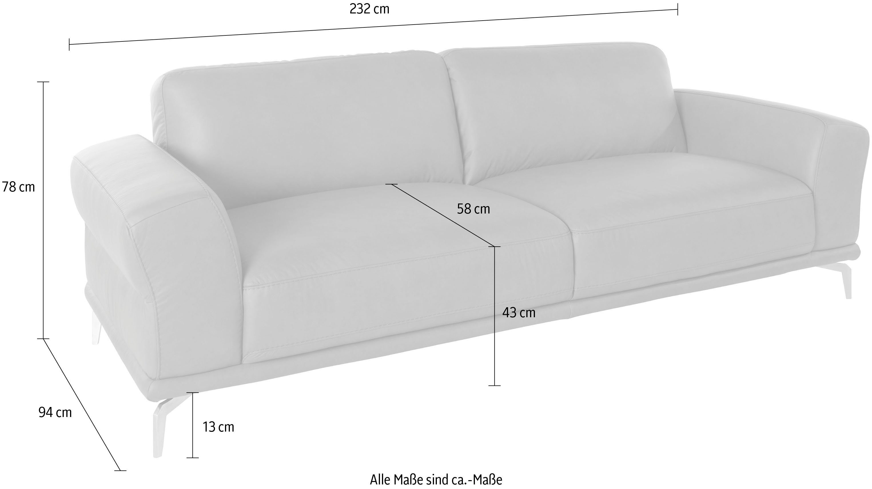 mit 2,5-Sitzer 232 cm montanaa, Schwarz Breite in W.SCHILLIG pulverbeschichtet, Metallfüßen