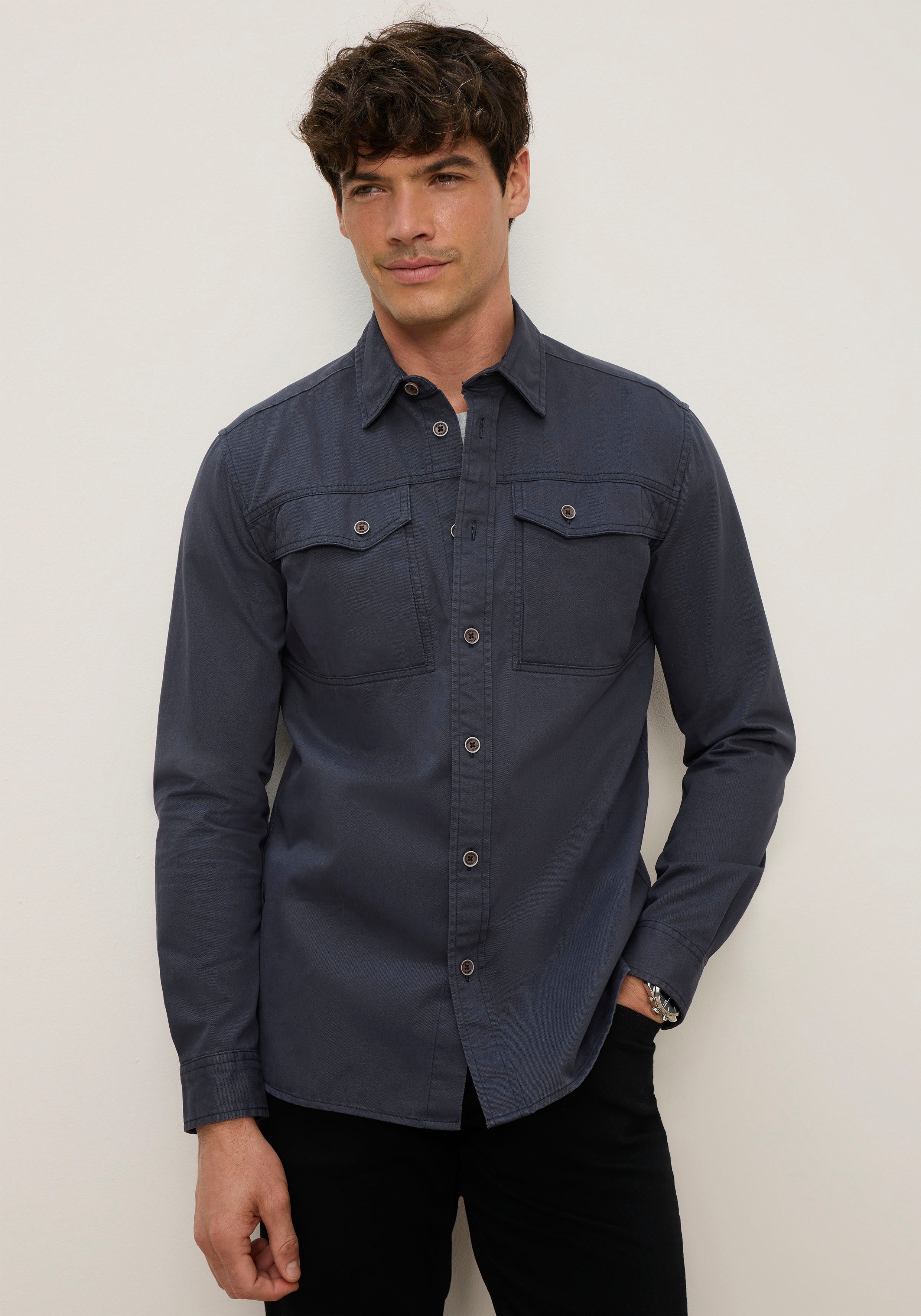Man's World Langarmhemd mit normalem Hemdkragen, Regular Fit, aus Baumwolle