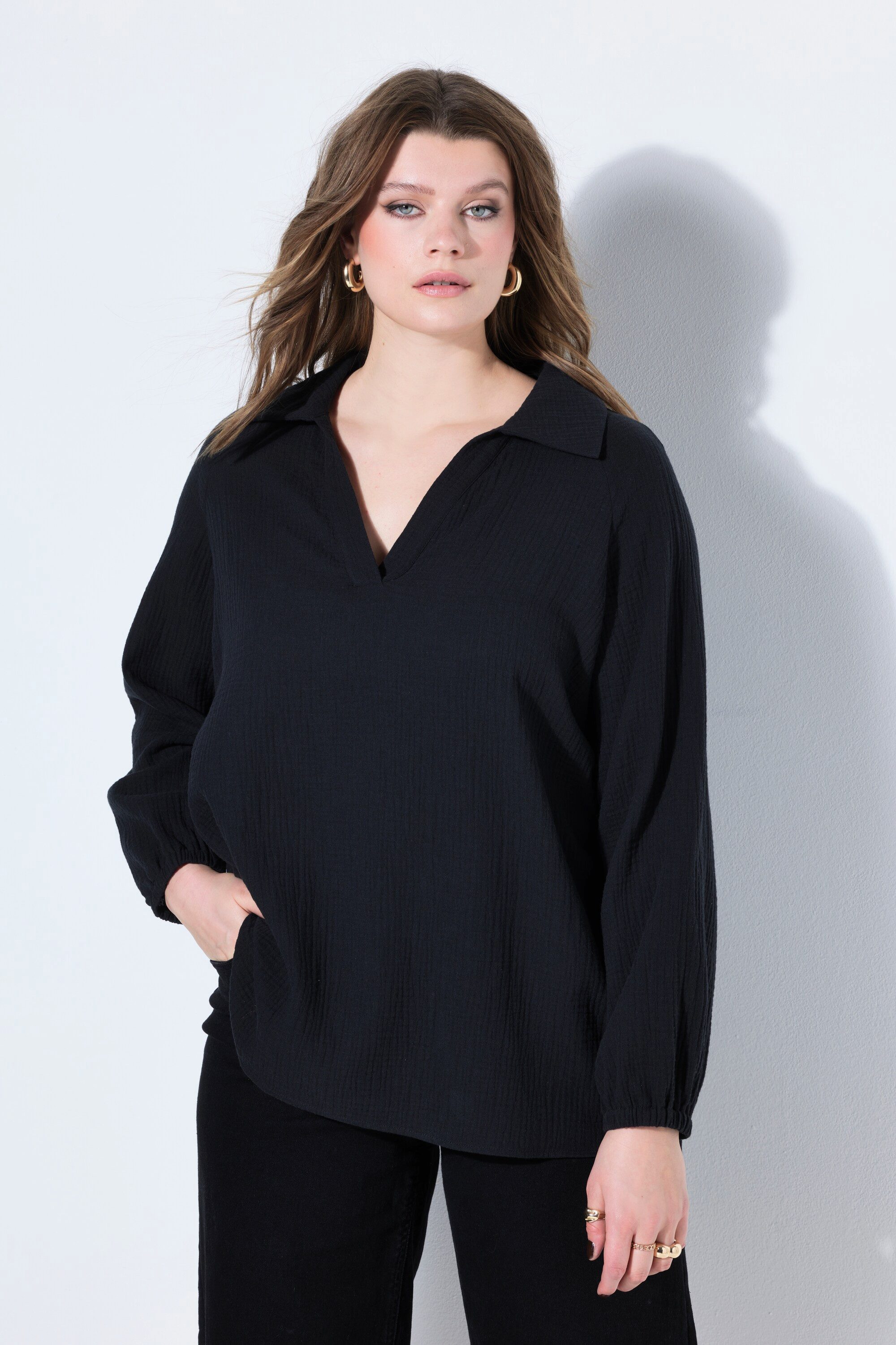 Studio Untold Tunika Musselin Tunika weiter Raglan-Langarm