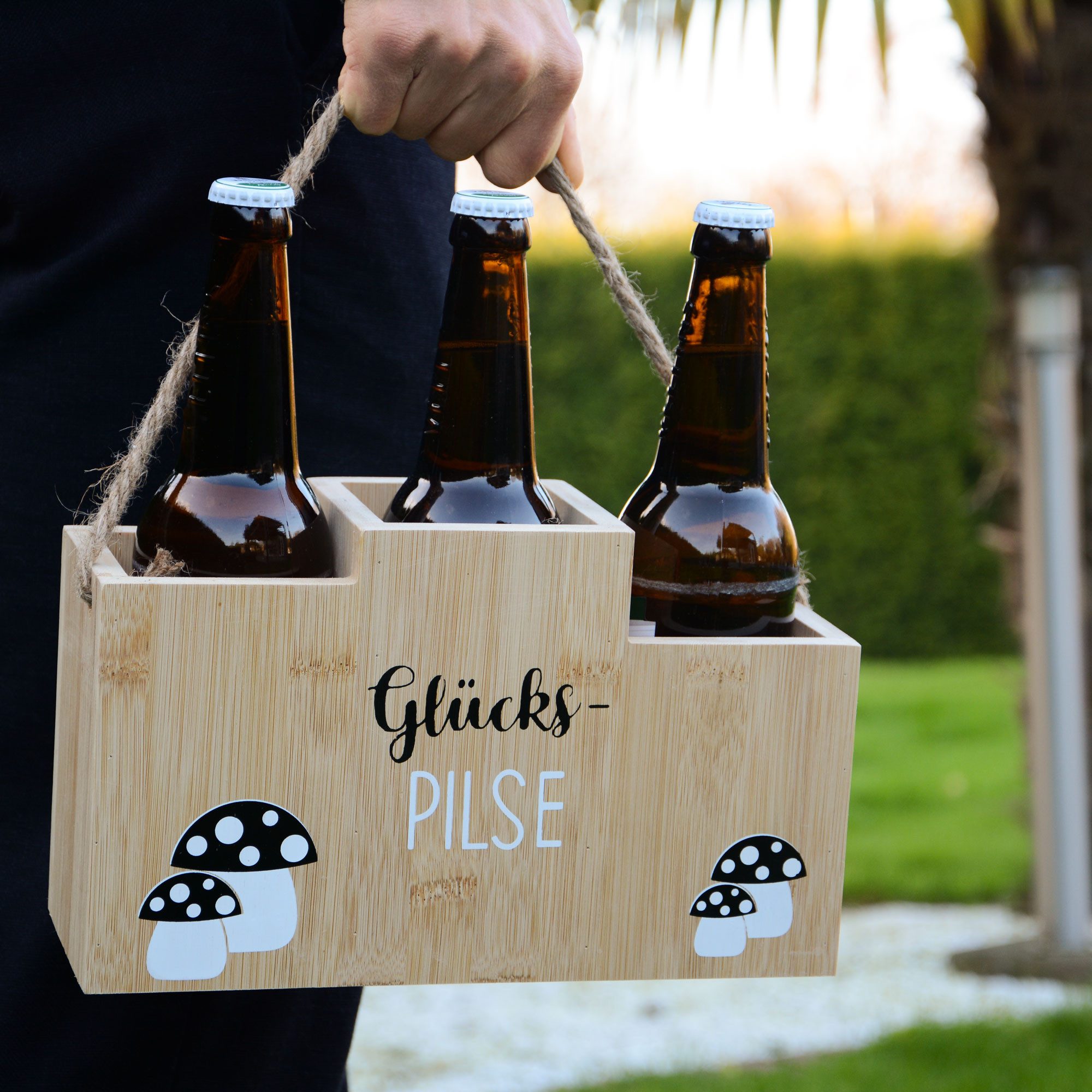 UNUS HOME Flaschenkorb Halter aus Holz für Flaschen
