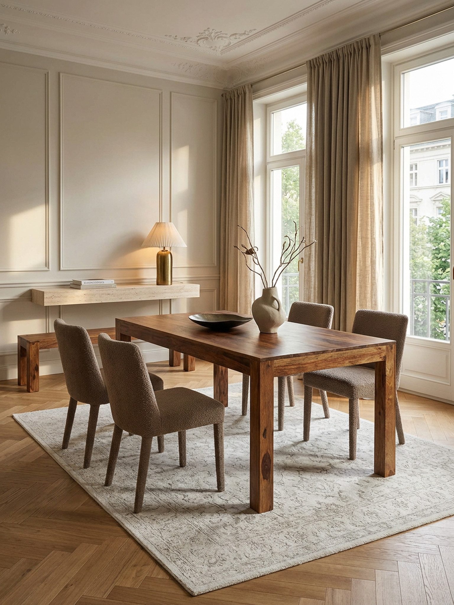 KADIMA DESIGN Esstisch Esszimmertisch MUMBAI 160x80x76 cm Massivholz Esstisch Holztisch (Speisetisch Holz), Zeitlos, Küchentisch Rechteckig, Holztisch Esszimmer Schlicht, Großer