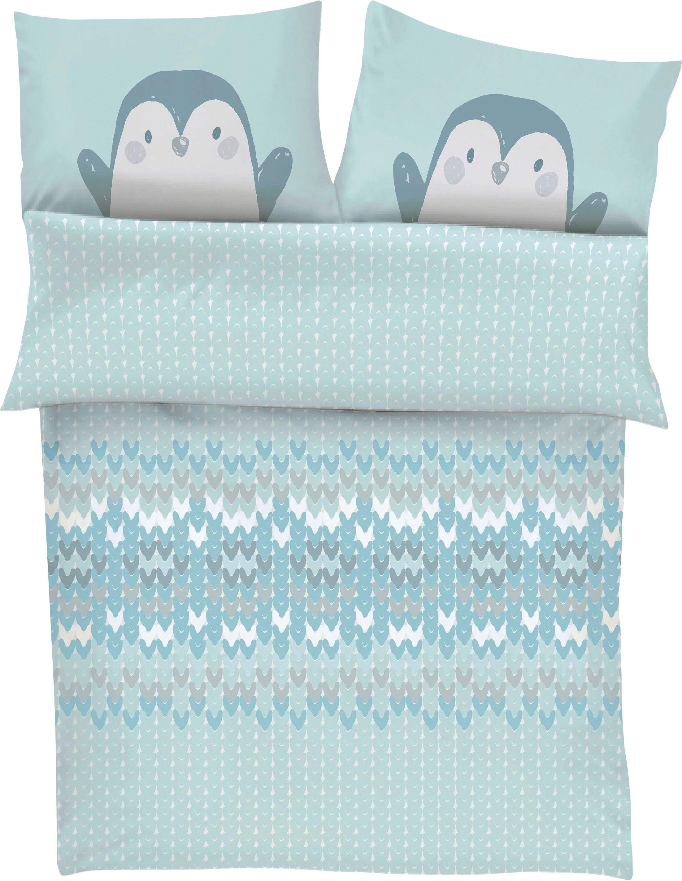 Babybettwäsche Pinguin, s.Oliver Junior, Satin, mit Pinguinmotiv