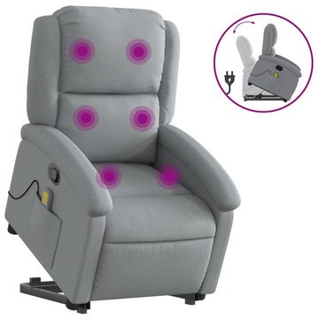 vidaXL Sessel Massagesessel mit Aufstehhilfe Hellgrau Stoff Relaxstuhl