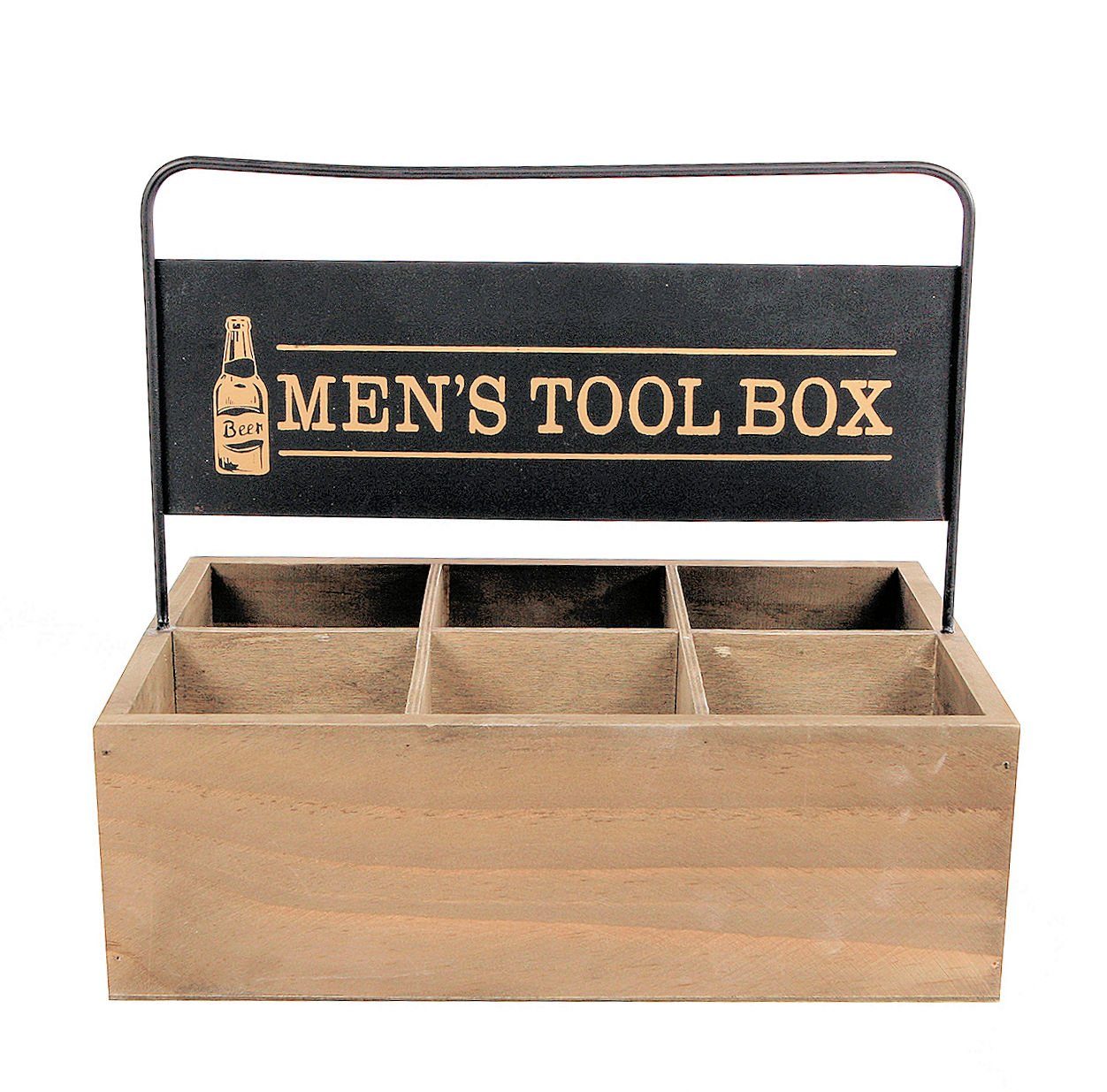 Spetebo Flaschenträger Holz Tragekiste für 6 Flaschen - MEN'S TOOL BOX (1 Träger, 1-St., 1 Träger), Bier Dosen Flaschen Träger