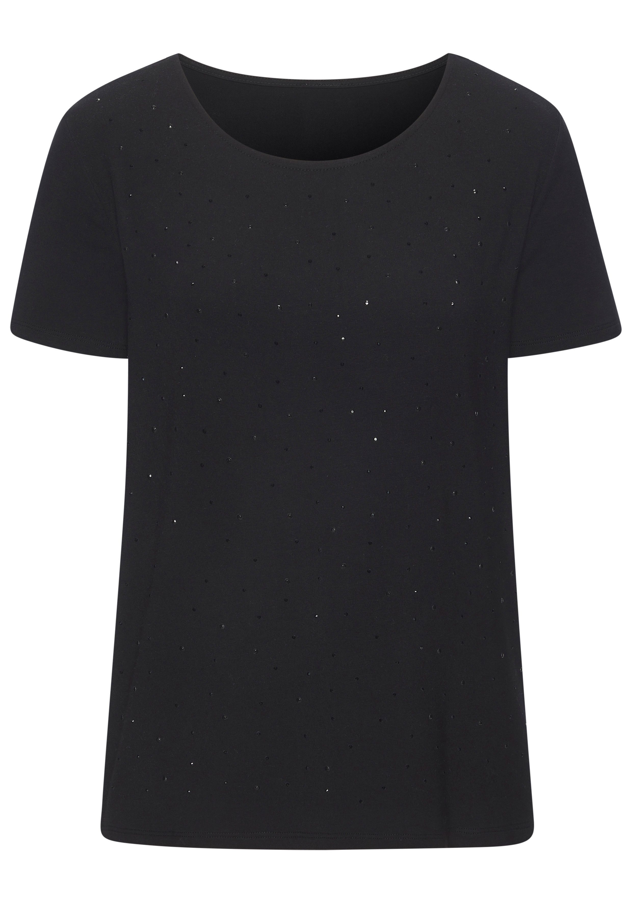LASCANA T-Shirt mit funkelnden Strass-Steinen vorn aus weichem Viskose-Stre günstig online kaufen