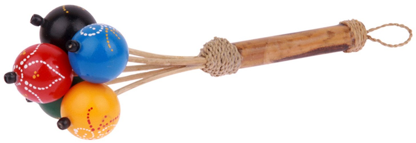 WORU Shaker WORU Bambus-Rassel mit 5 bunten Kugeln – handgefertigt, 18 cm, 1-St.