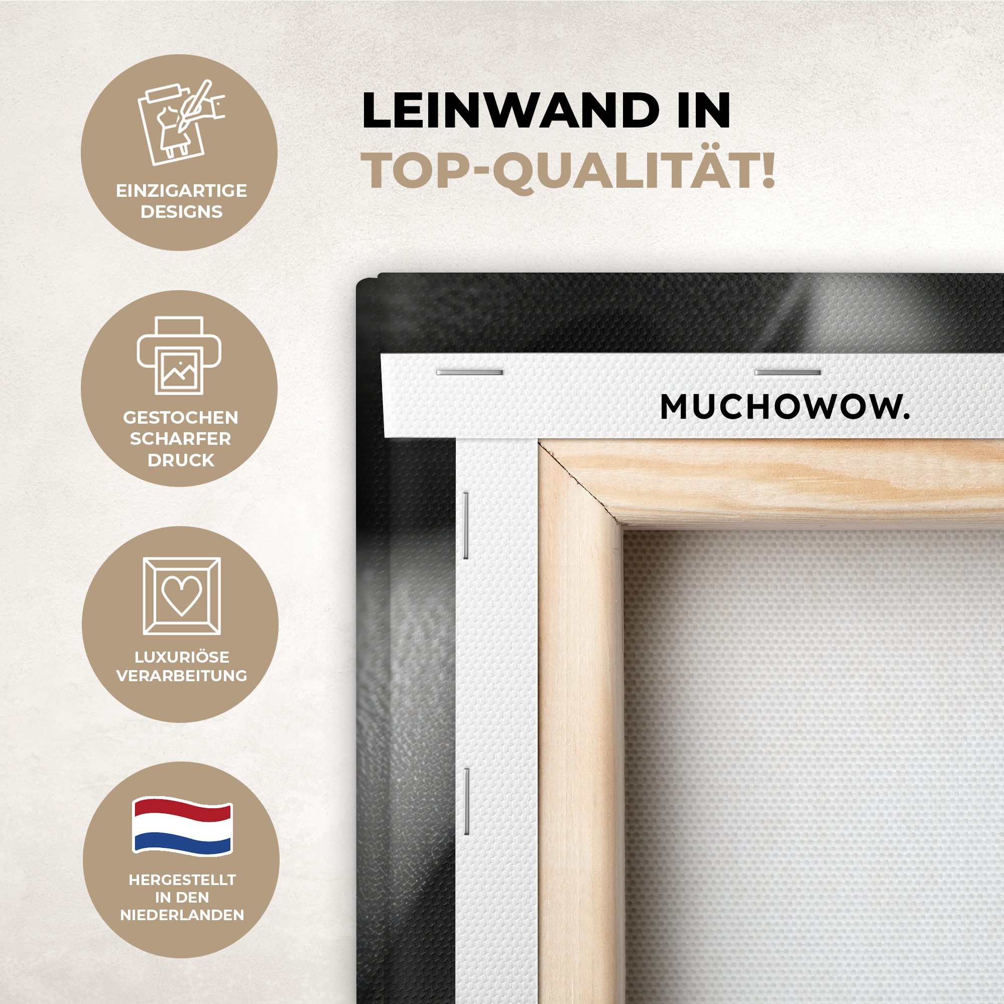 OneMillionCanvasses® Leinwandbild Frau - Lippenstift - Schwarz und weiß - M günstig online kaufen