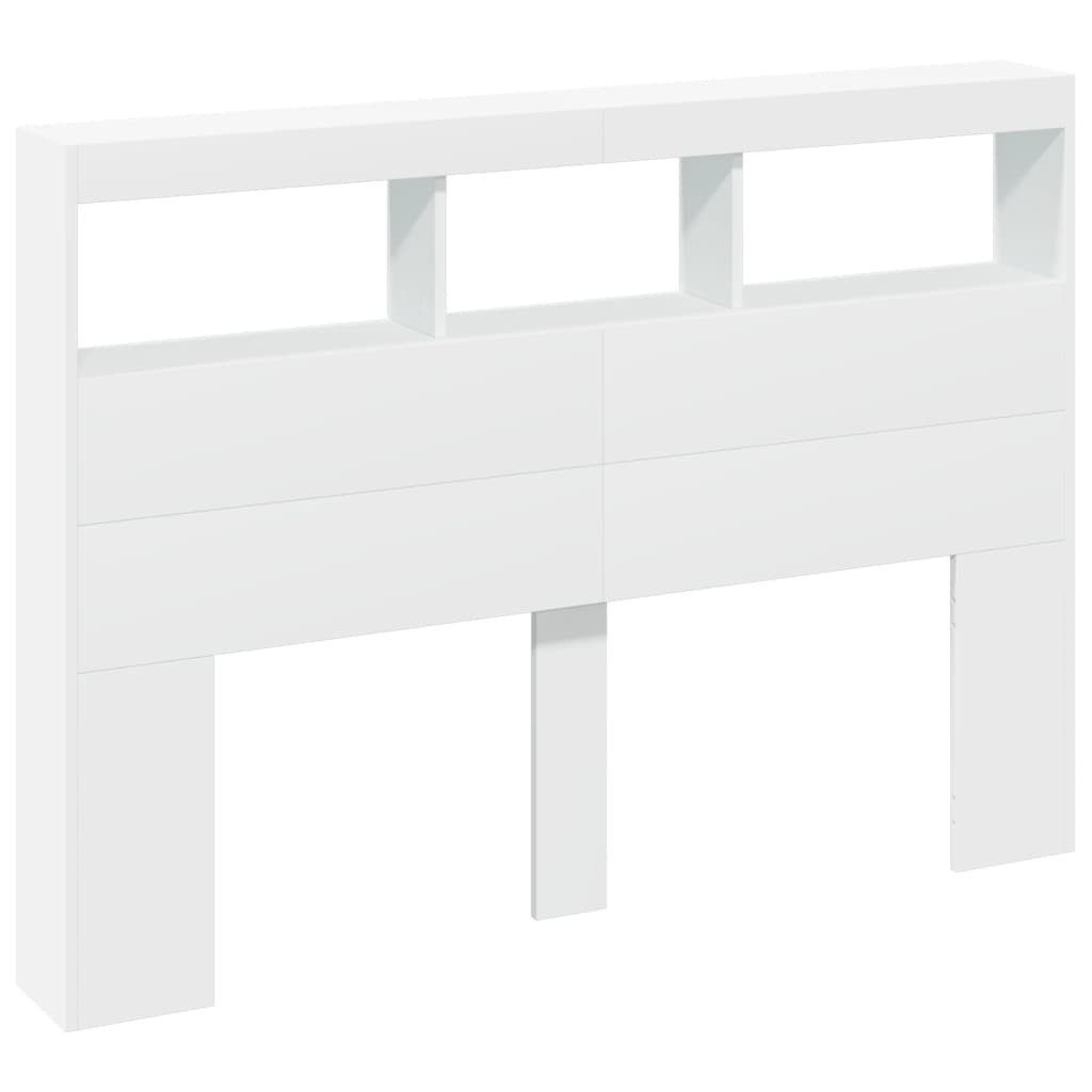 vidaXL Bett LED-Kopfteil mit Ablagen Weiß 140x17x102 cm (1-tlg)