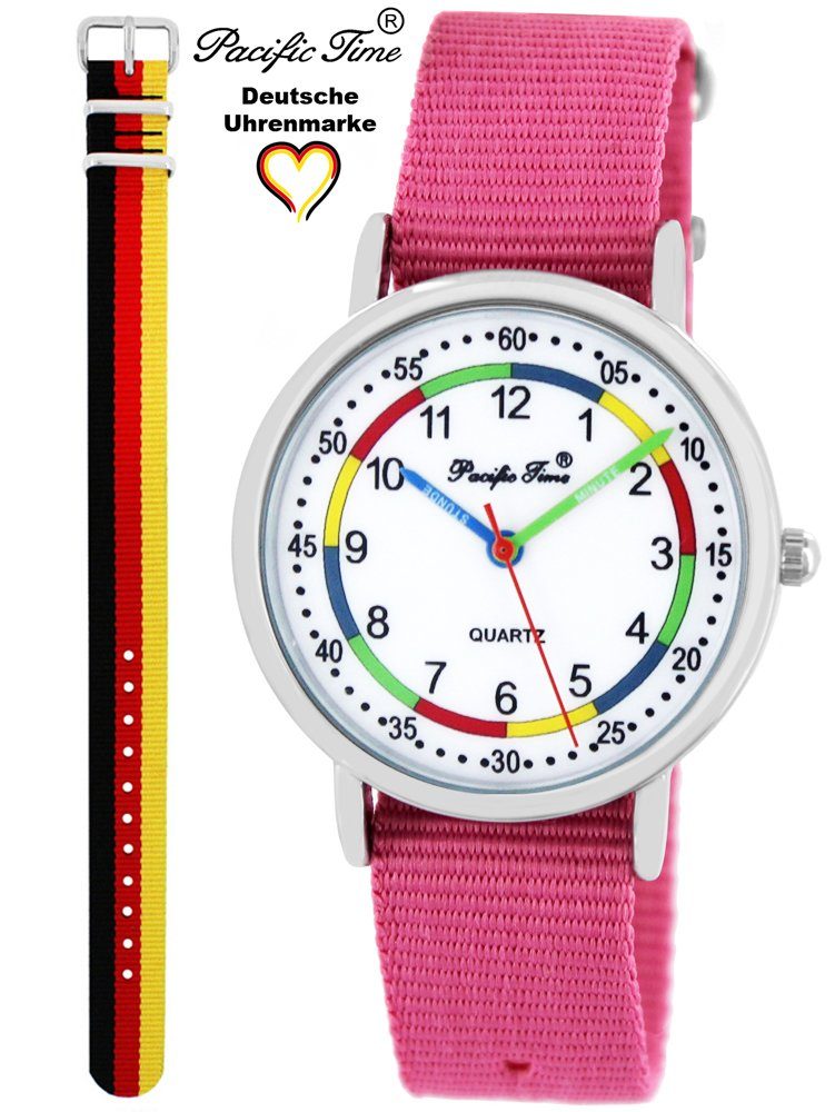 Deutschand Versand Lernuhr Pacific Set Design Gratis - Match und First Quarzuhr Time Wechselarmband, Kinder und Mix rosa Armbanduhr