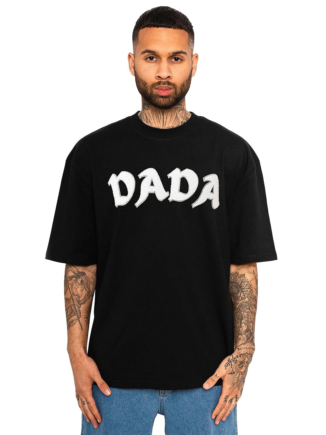 DADA Supreme T-Shirt Frottee-Schriftzug mit seitlichem Logo Frotee Logo