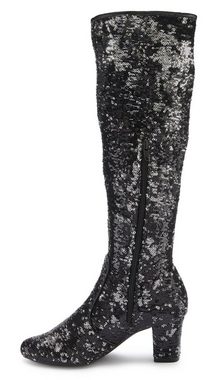 LASCANA Belle Affaire Stiefel Langer Stiefel, Stiefelette, Pailletten, Blockabsatz, Glitzer-Stiefel