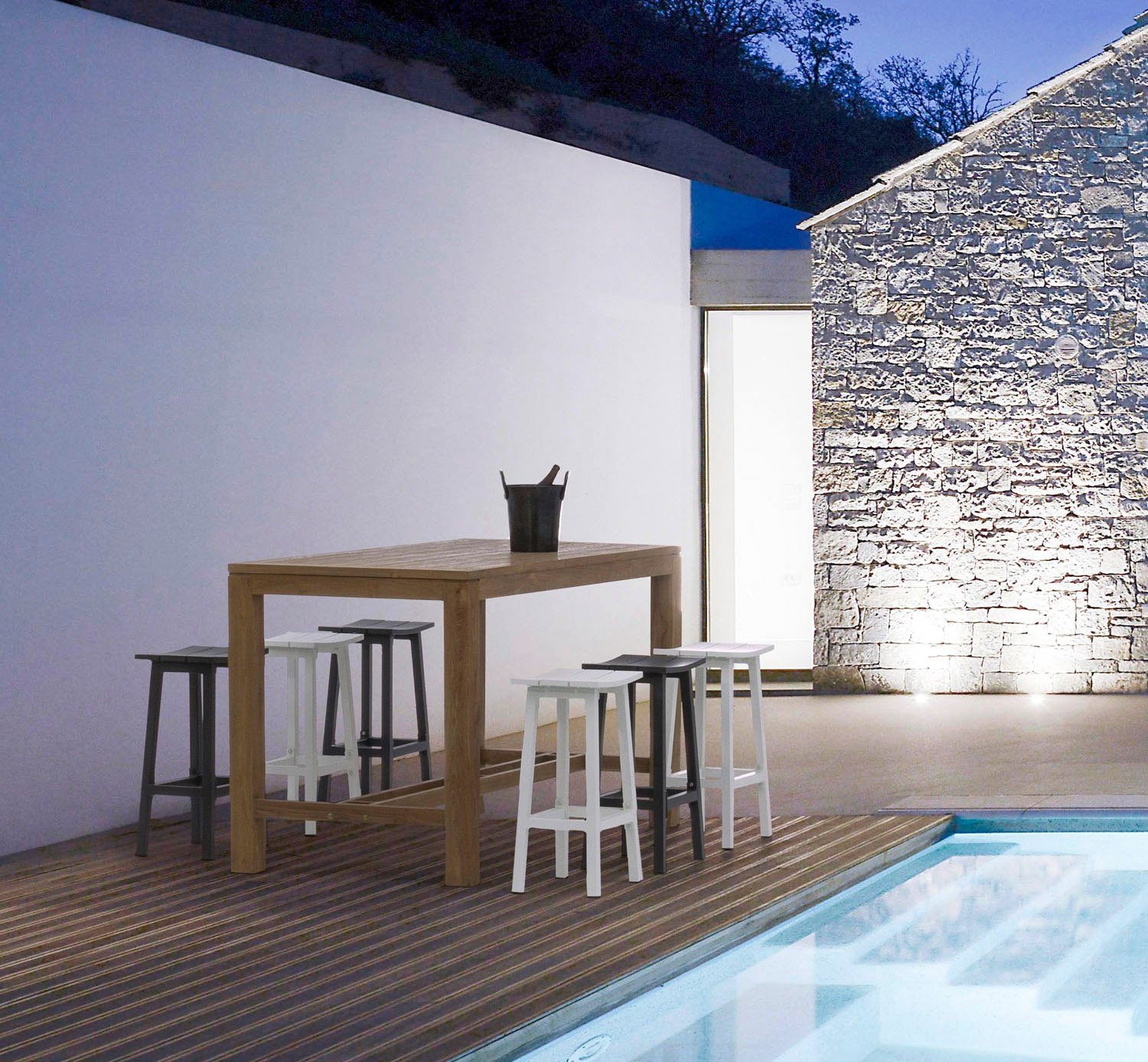 Bizzotto Barhocker KEANU, B 42 cm, Aluminium, Weiß