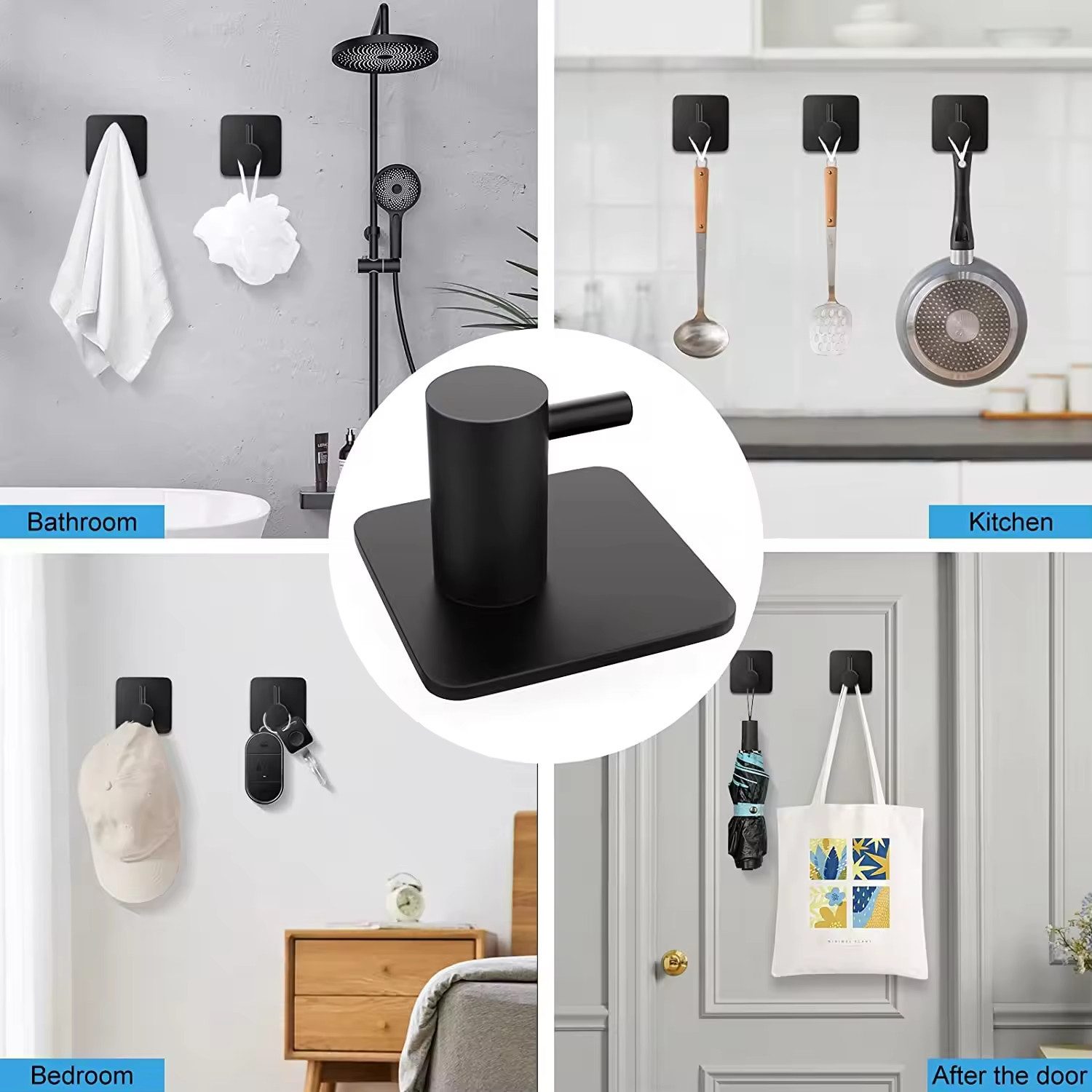 TECBULL Handtuchhaken Klebehaken aus Edelstahl, Wandhaken selbstklebend, V1, Küche, Bad, Flur, Ankleide, Waschküche, Gästezimmer, WC, Badezimmer, Schlafzimmer,  – Bild 5 von 5
