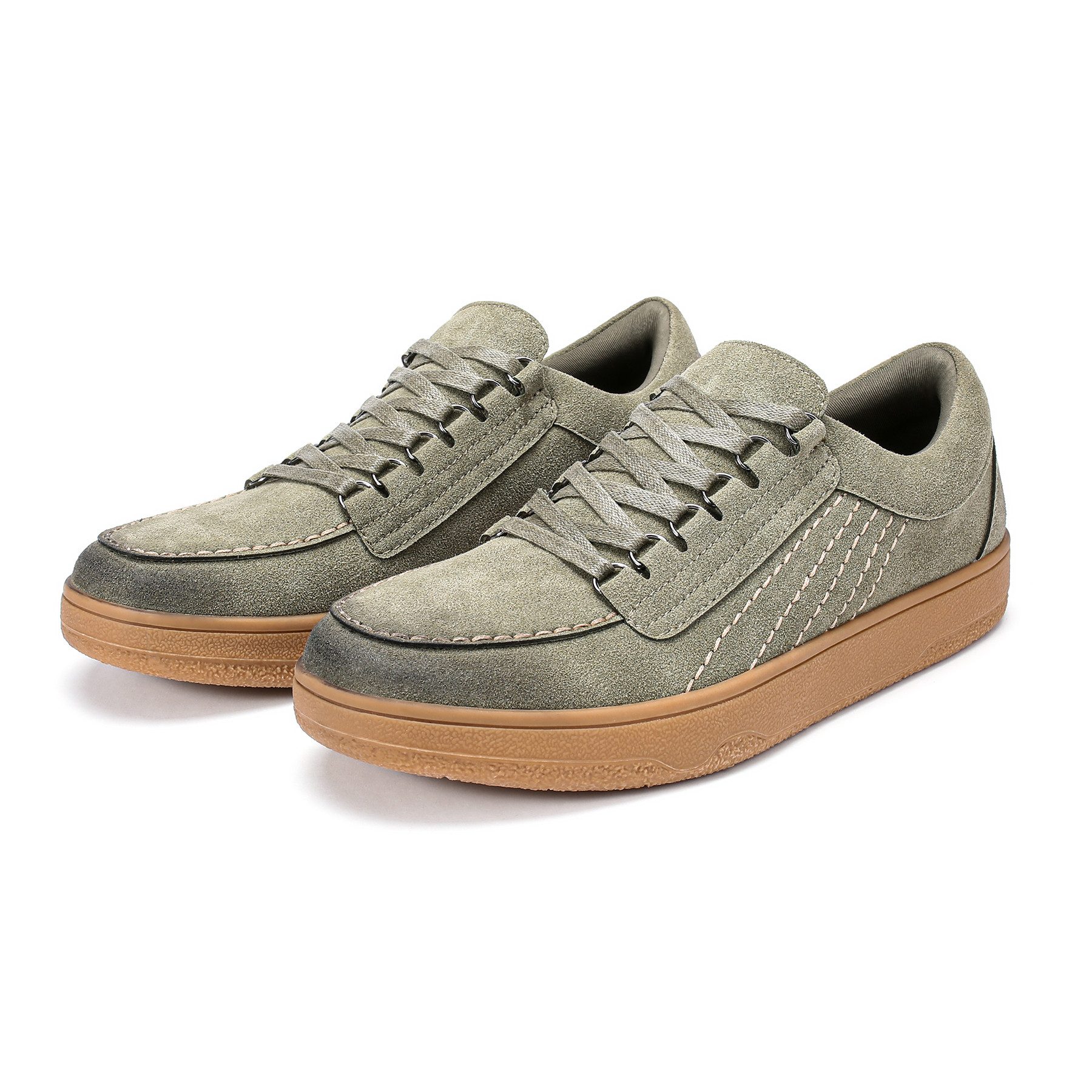 Allthemen Schnürschuh Herren Casual Schnürschuhe aus Rindnubukleder Freizeitmodell Sneaker