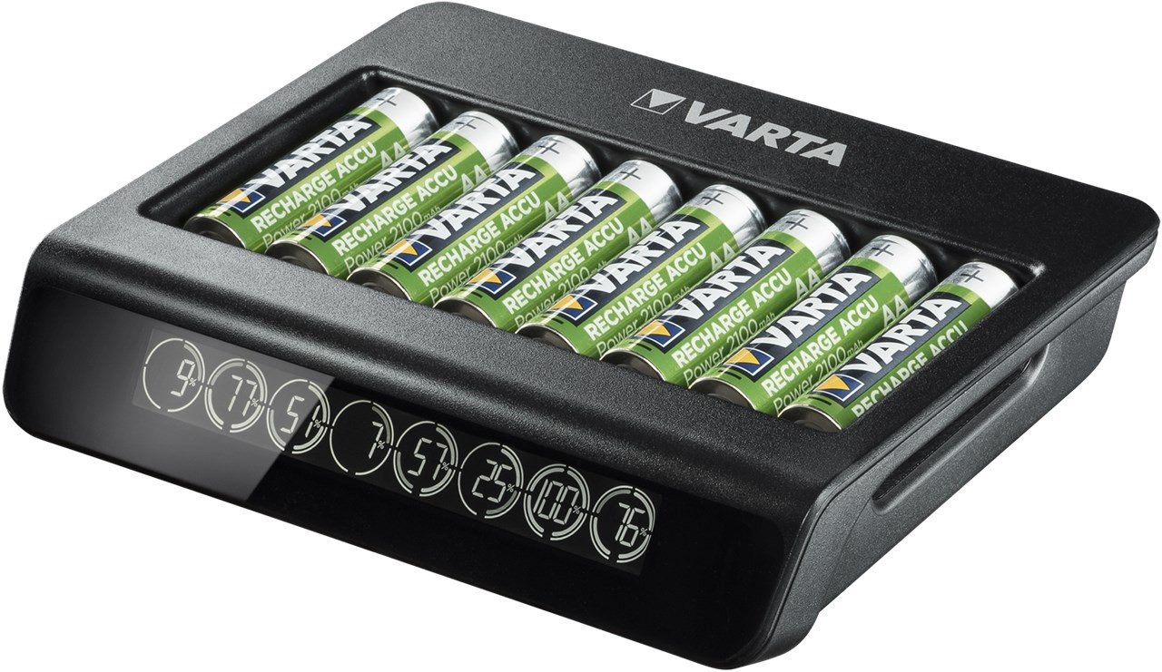 VARTA 2x Varta 64762 Varta LCD Multi Charger+ (Typ 57681), schwarz - lädt Batterie