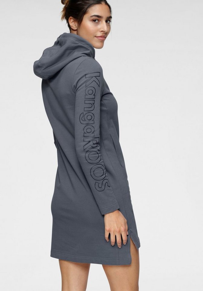 KangaROOS Sweatkleid mit Kapuze & großem Schriftzug-Druck am Arm in blau