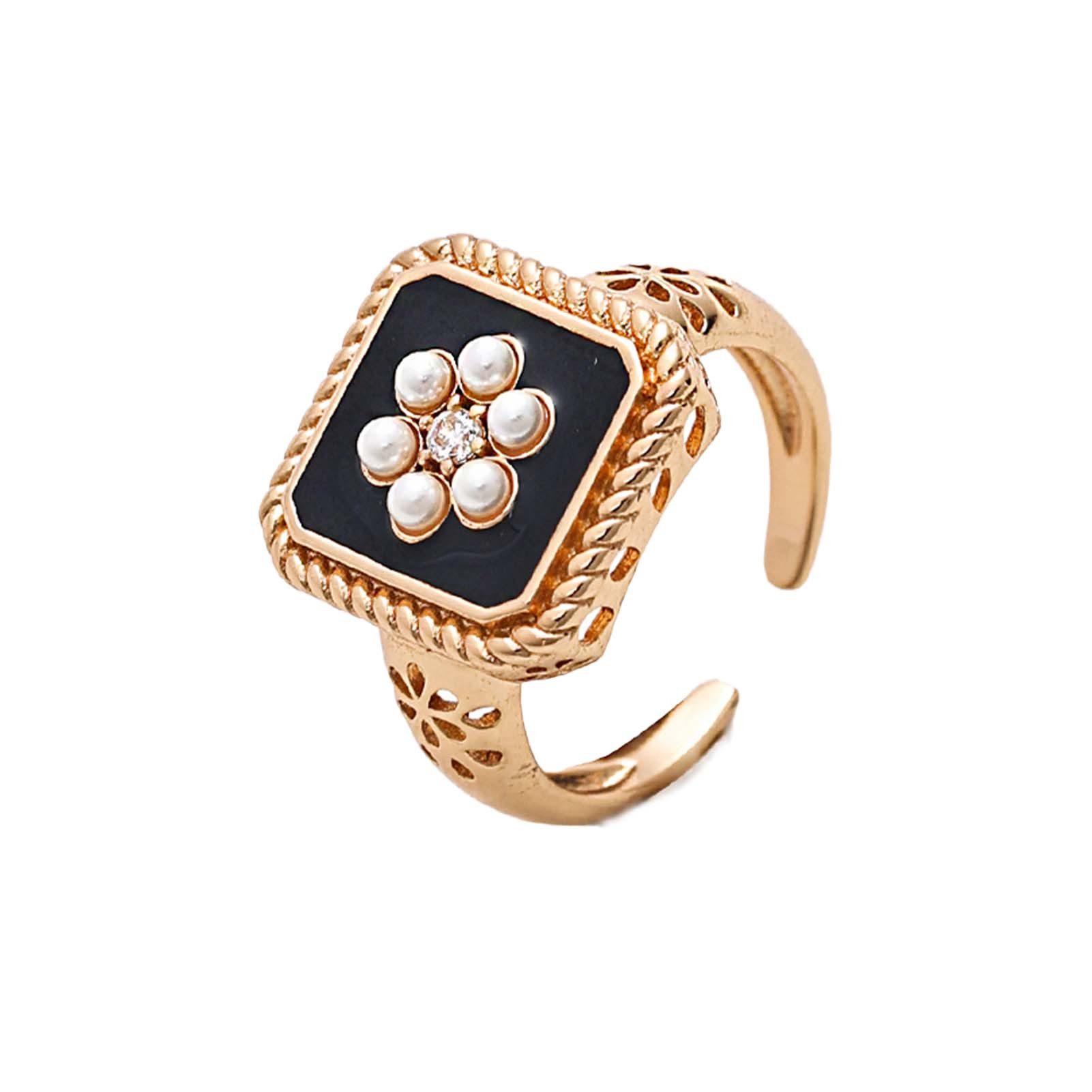 Jumpeak Fingerring Ring Silber 925 Damen,Ring Schwarz,Imitierter Perlenring günstig online kaufen