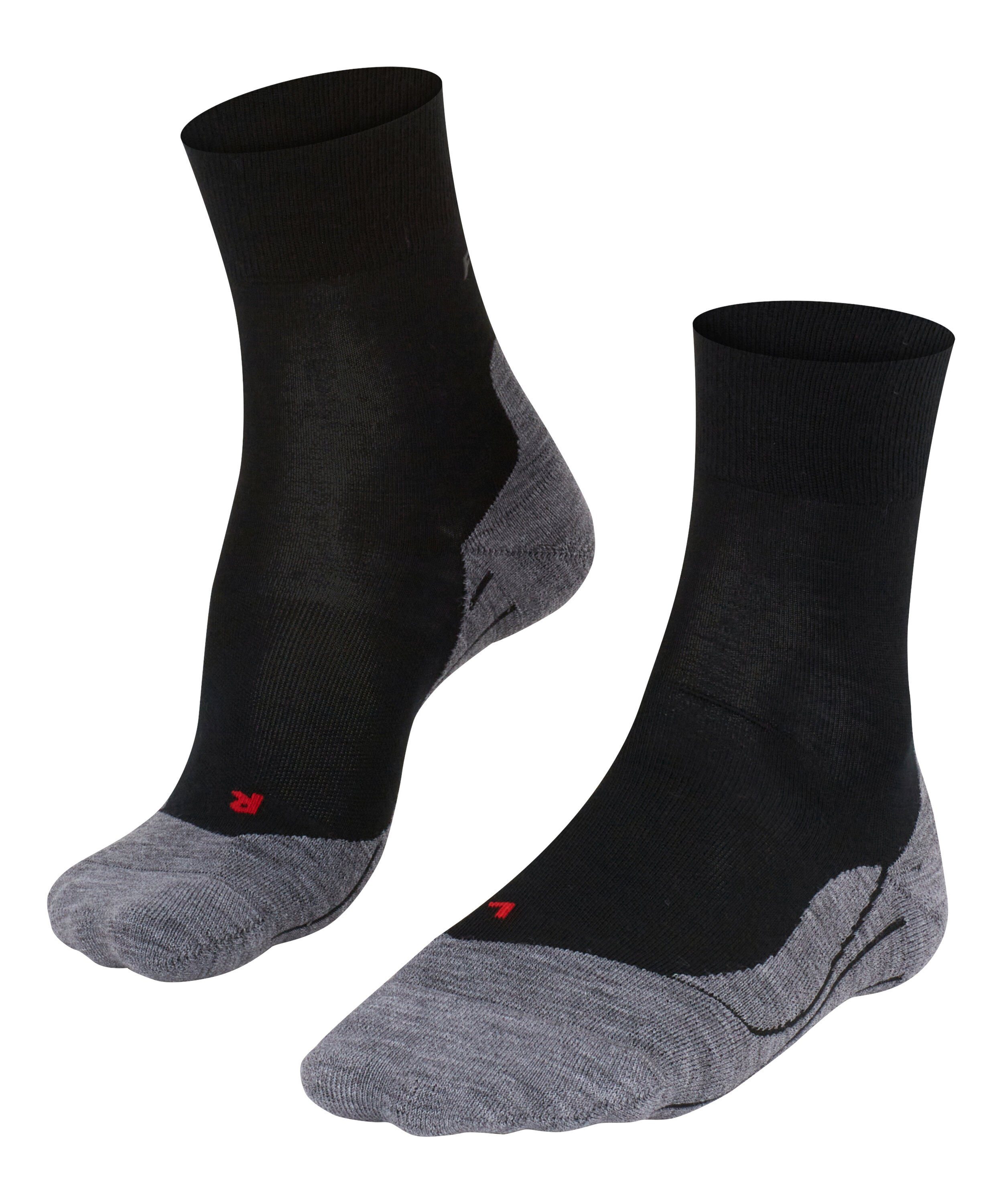 FALKE Laufsocken RU4 Endurance Wool Polsterung mit Laufsocke (3010) leichte mittlerer black-mix (1-Paar)