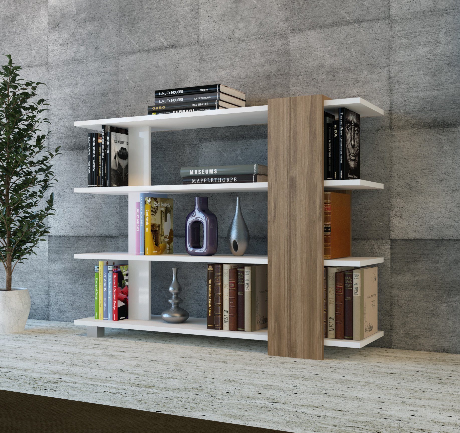 Skye Decor Bücherregal Nur DEC, Weiß, Bücherregale, 90x120x30 cm | Bücherschränke