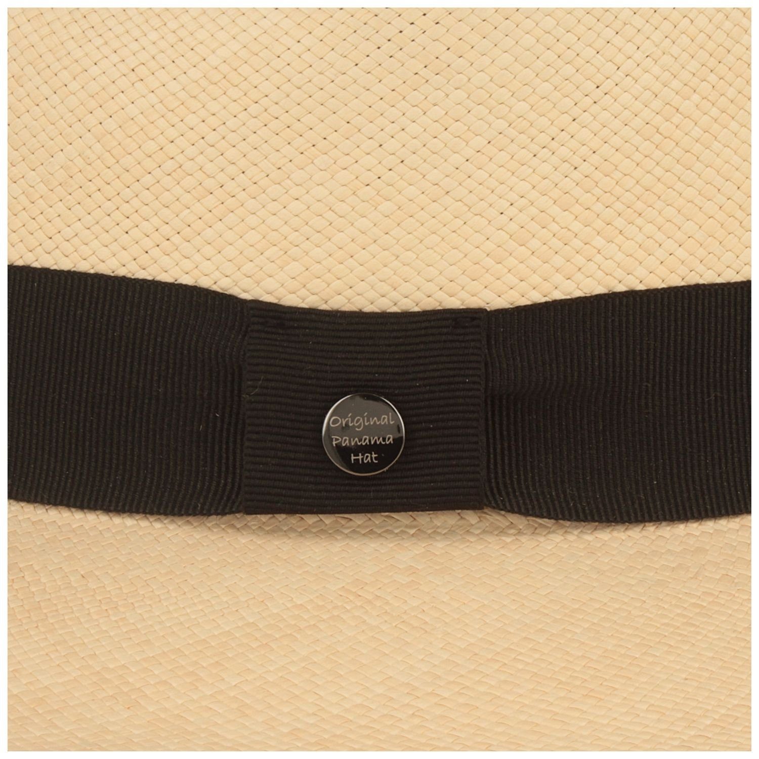 Breiter Strohhut feiner original Panama Hut mit Ripsband-Garnitur und UV-Schutz 50+