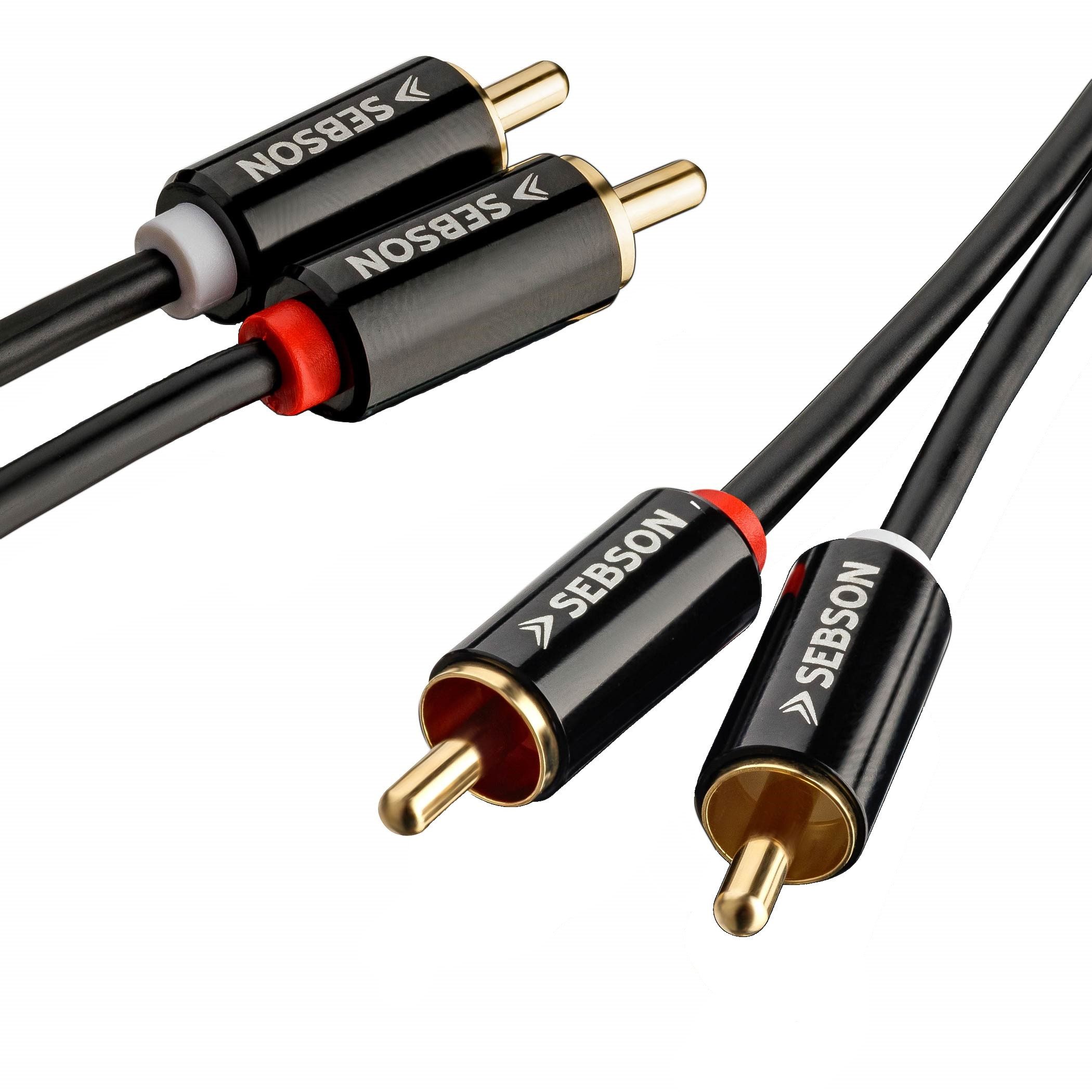 SEBSON Cinch Kabel 50cm - 2x Chinch zu 2x Cinch Stecker RCA - AUX Audio Kabel Optisches-Kabel, (50 cm)