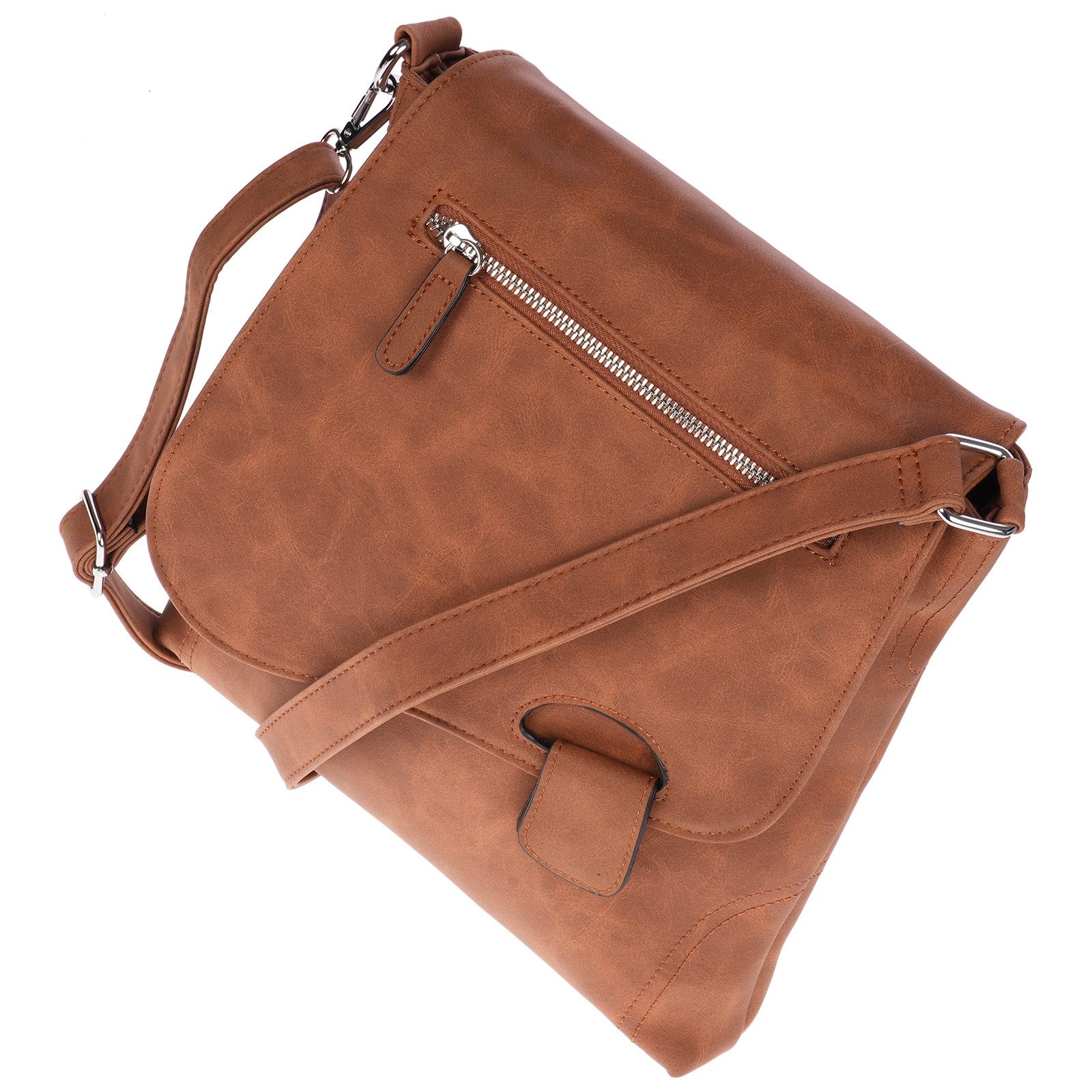 Christian Wippermann Umhängetasche Große Damen Tasche Umhängetasche Leder Optik, Crossover Leder Optik