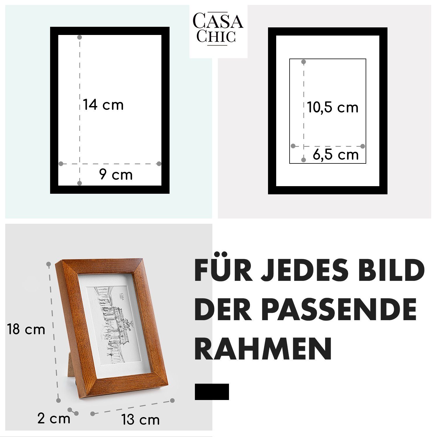 Bilderrahmen Passepartout (Set) Kenton Casa 14 cm x Glas, 9 Chic Bilderrahmen rechteckig