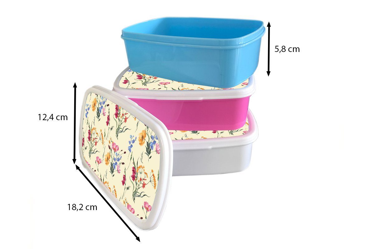 und Brotbox - Blume, (2-tlg), Jungs für Mädchen für MuchoWow Lunchbox Erwachsene, Kunststoff, - Ostern Brotdose, Kinder Muster weiß und