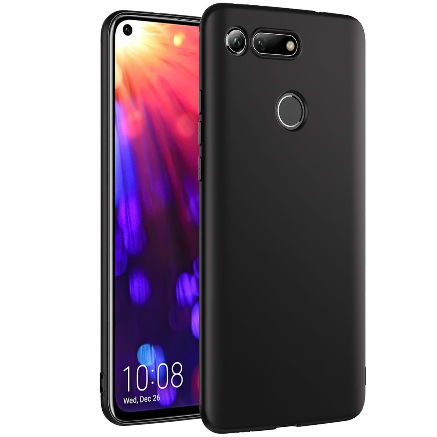 CoolGadget Handyhülle Handy Schutzhülle für Honor View 20 matt schwarz 6,4 Zoll, Silikon TPU Hülle Schutz Tasche Cover schlicht Slim Case