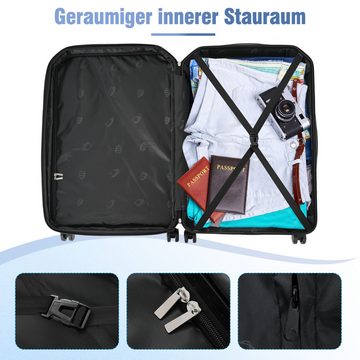 Gotagee Kofferset 3-teiliges Koffer-Set Gepäckstück Reisekoffer mit TSA-Schloss Silber, Rechteckige Streifen