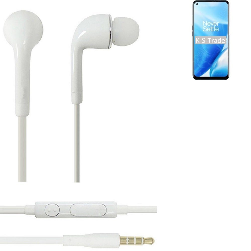 K-S-Trade für OnePlus Nord N200 5G In-Ear-Kopfhörer (Kopfhörer Headset mit Mikrofon u Lautstärkeregler weiß 3,5mm)