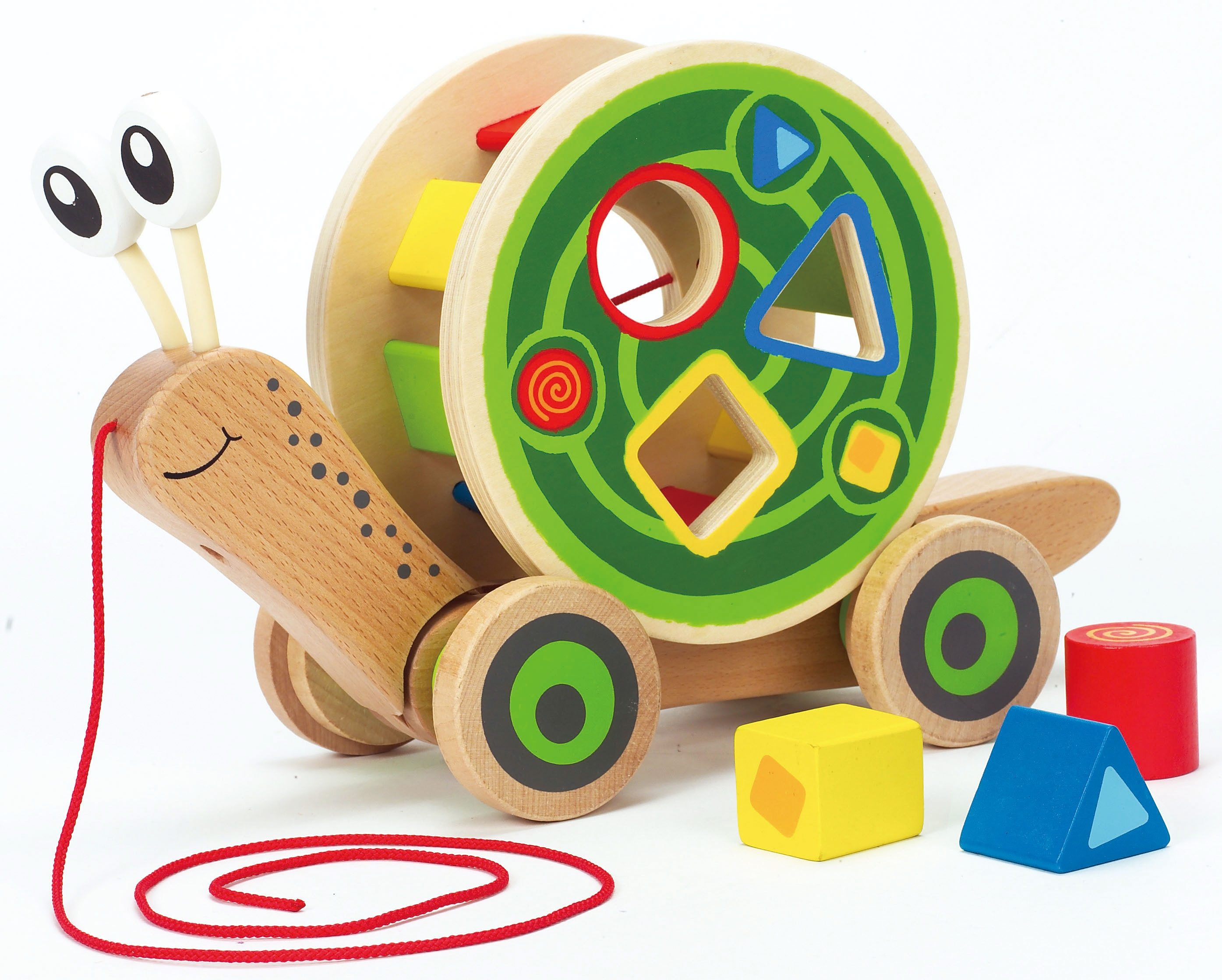 Nachziehtier 3er Set Ziehtier aus Holz Ziehfigur Nachzieh-Spielzeug für Kinder 