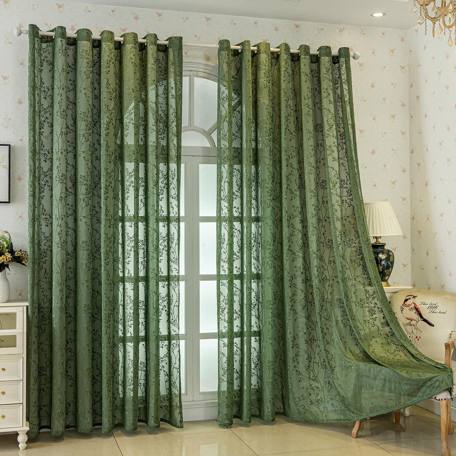 Agger Gardine Spitze Voile Gardinen,Jacquard-Vorhänge mit Metallösen 1 Artikel (1 St), Geeignet für Wohnzimmer/Schlafzimmer: Transparente Schiebegardinen