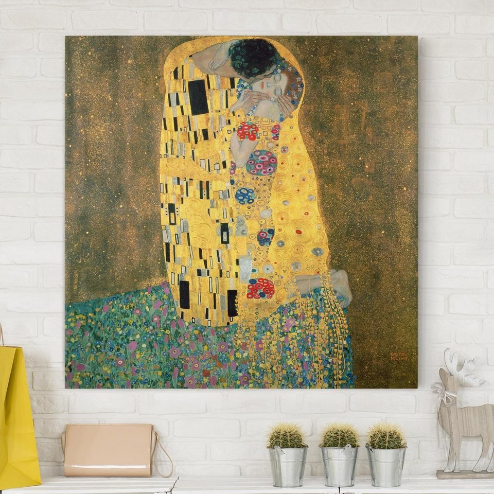 Bilderdepot24 Leinwandbild Kunstdruck Jugendstil Gustav Klimt Der Kuß gold  Bild auf Leinwand XXL, Kunst & Malerei, Bild auf Leinwand; Leinwanddruck in  vielen Größen