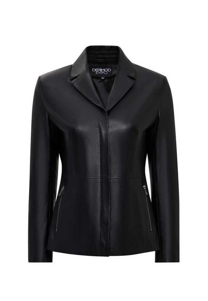 Derimod Lederjacke Helen Lederjacke Regular Fit, Reißverschluss, Reverskragen, Kurz, Textilfutter