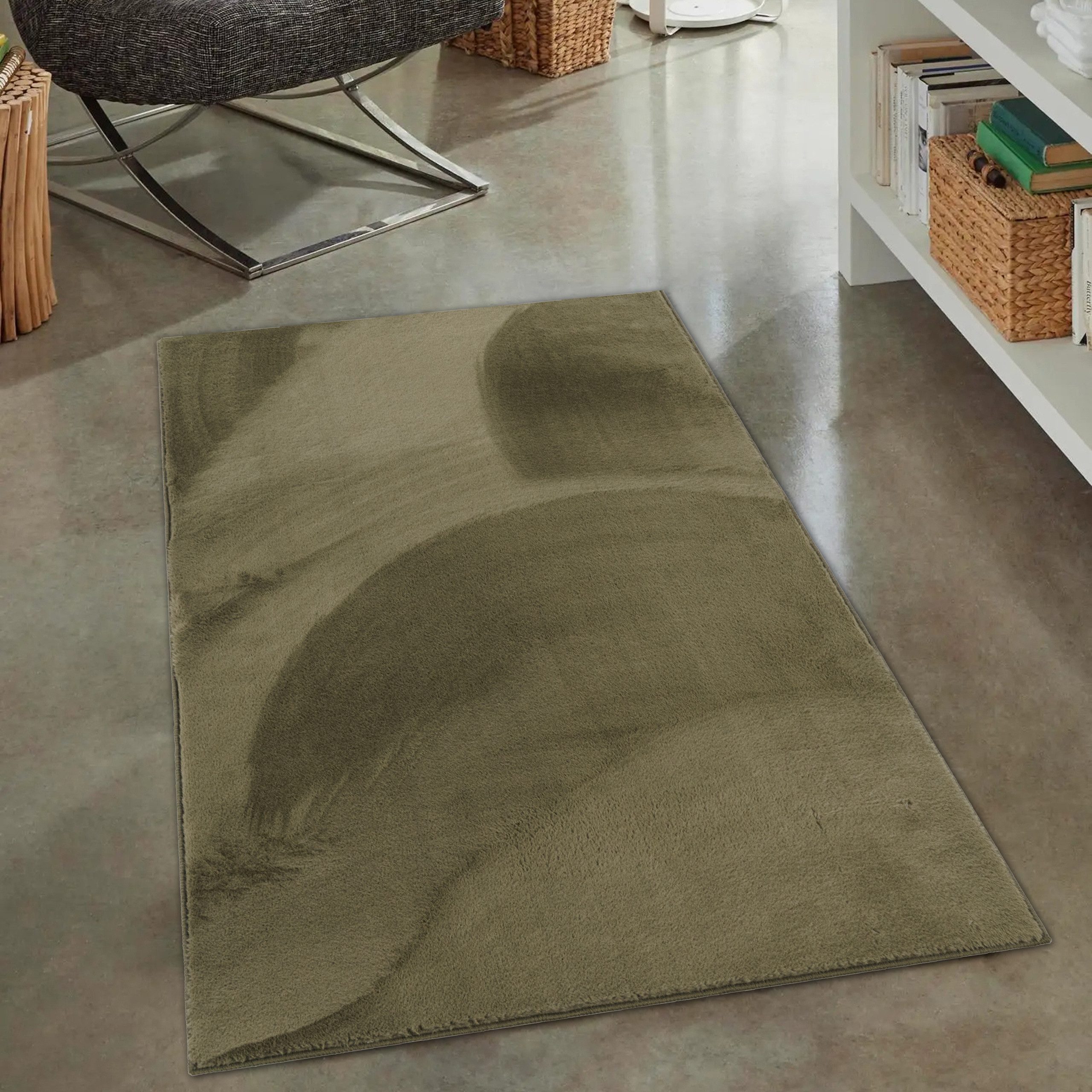 Carpetia Teppich Teppich grün Hasenfell-Optik elegant weich mit feinem Schi günstig online kaufen