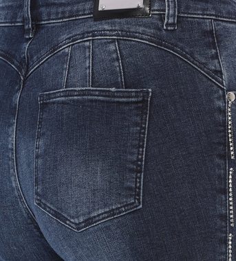Sarah Kern 7/8-Jeans Stretch-Jeans koerpernah mit Kristallverzierung