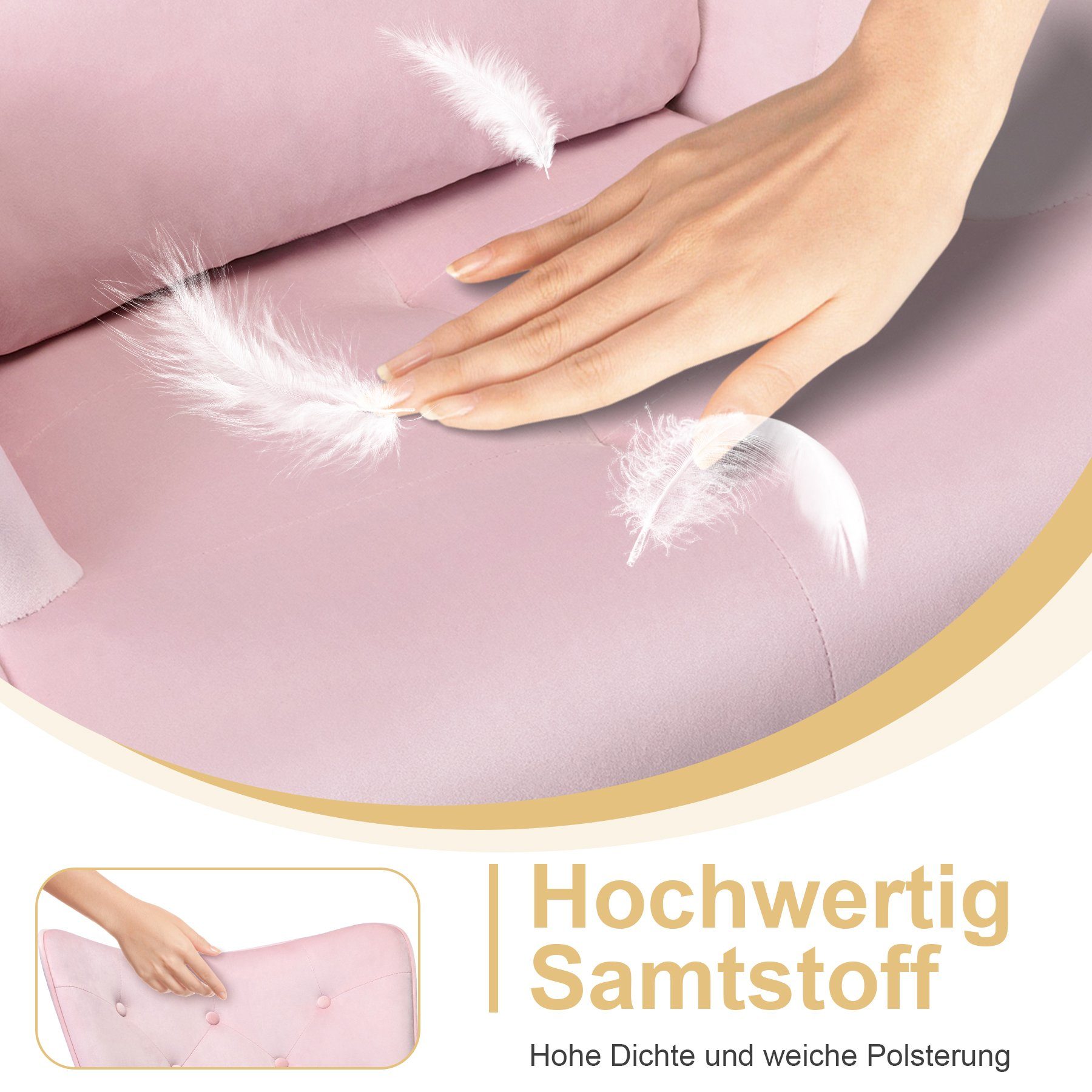 HomeMiYN Schaukelstuhl HOMEMiYN Schaukelstuhl Wohnzimmer mit Metallgestell und Holzsockel, Aus holz