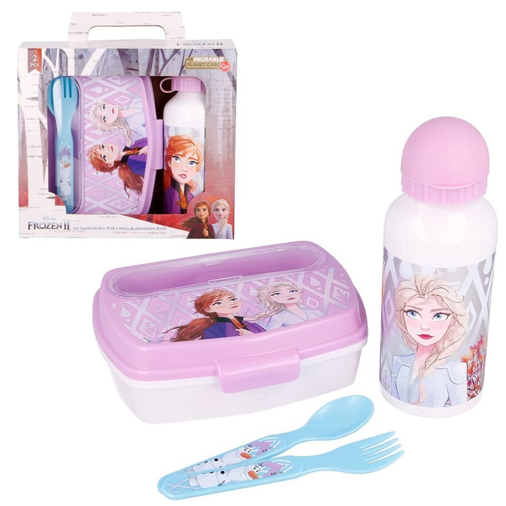 Disney Frozen Lunchbox Alu-Trinkflasche & Brotdose mit Besteck Disney Frozen Lunch-Box
