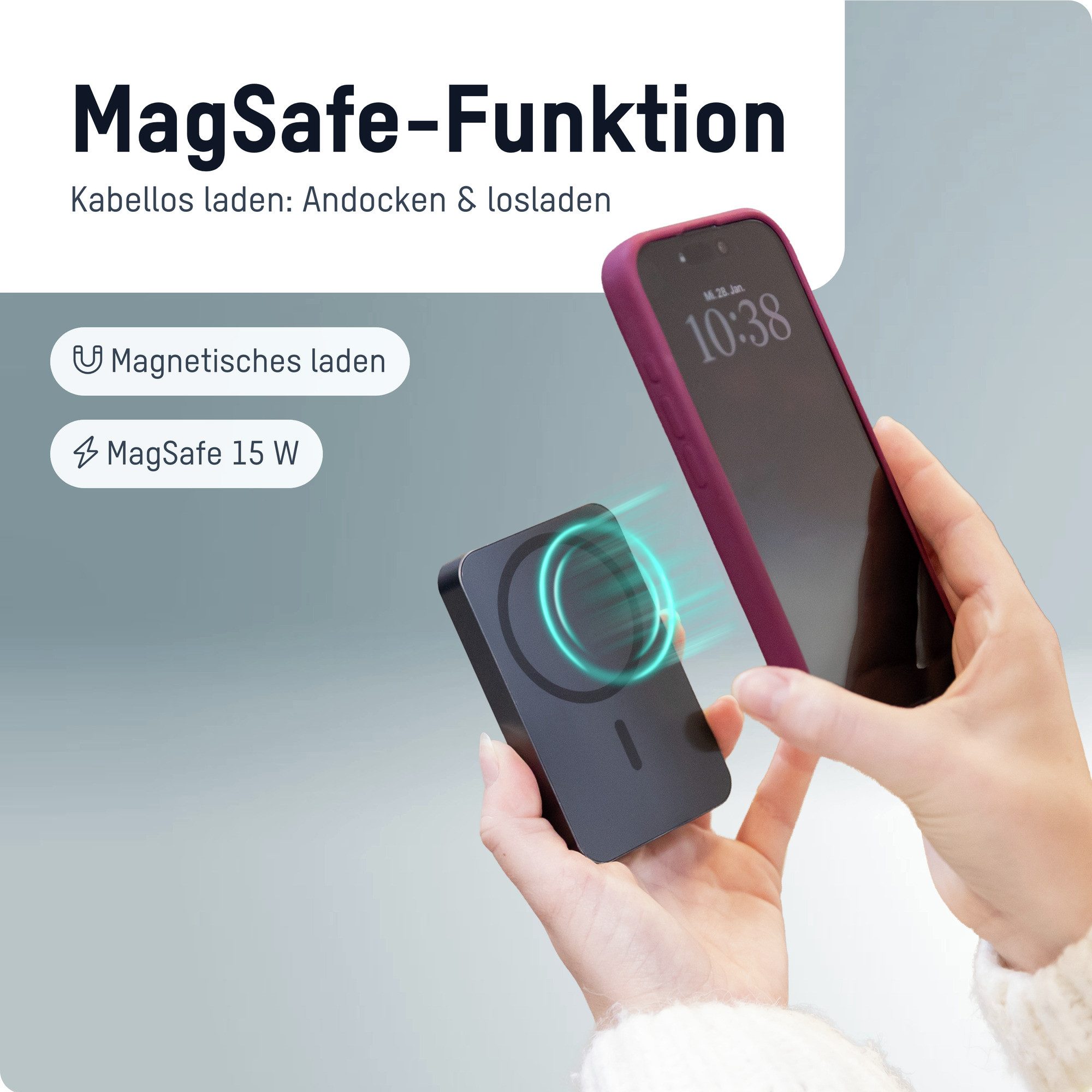 ANSMANN AG Magsafe Powerbank mit 5000 mAh, magnetisch, klein & kabellos Powerbank 5000 mAh