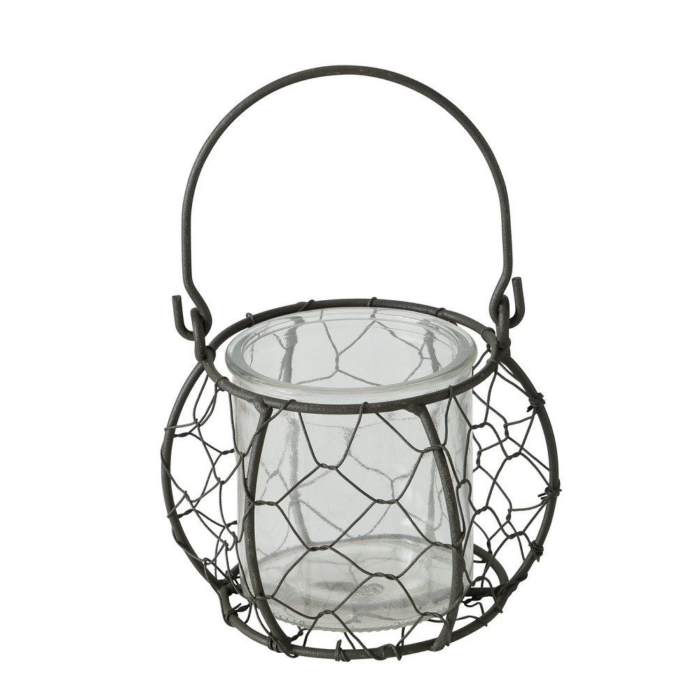BOLTZE GRUPPE GmbH Windlicht Windlicht Lulu Korb Eisen Glaseinsatz 2 tlg H 10 cm
