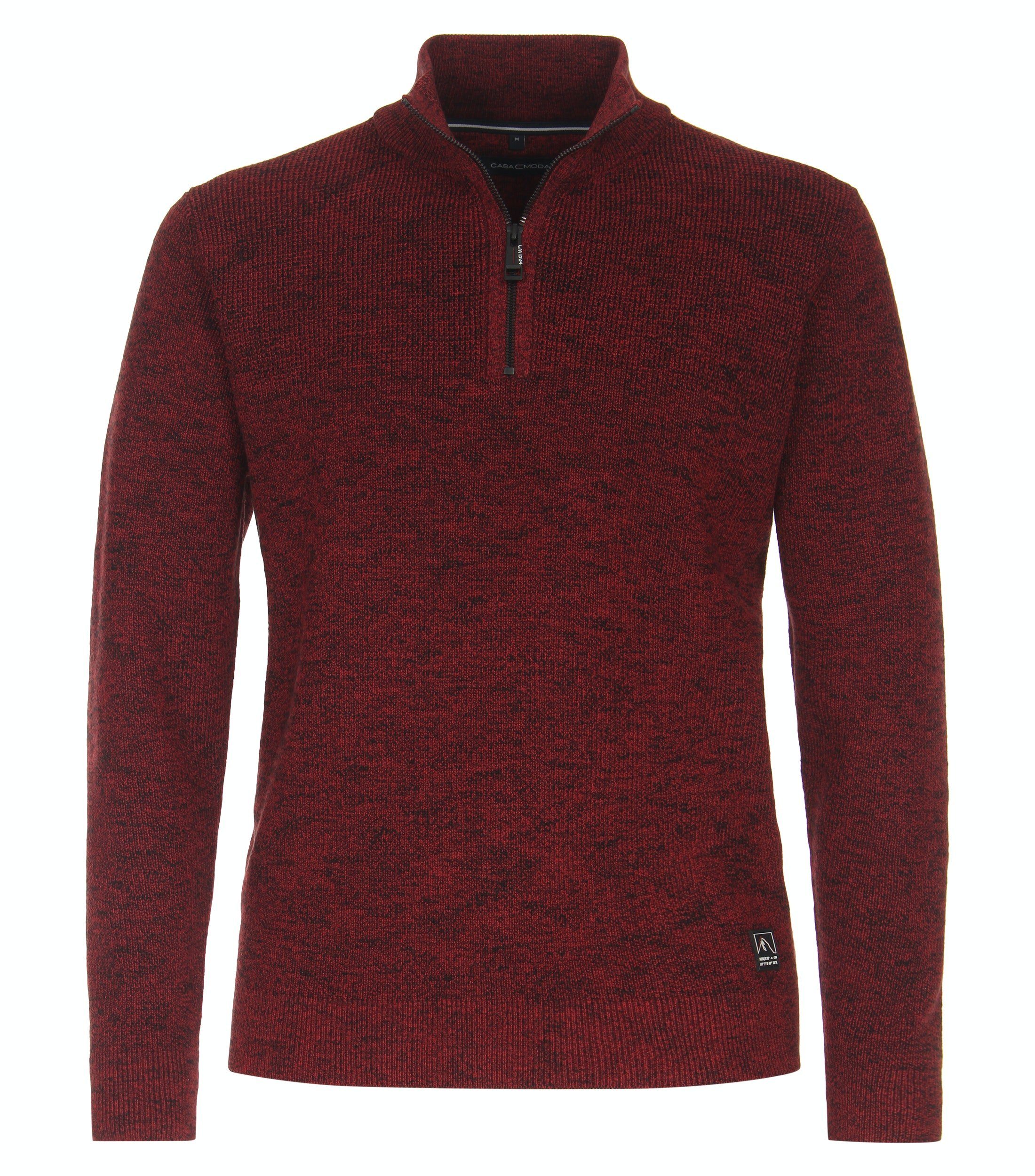 CASAMODA Stillpullover Casamoda Herren Pullover Troyer-Zip - rot (1-tlg)