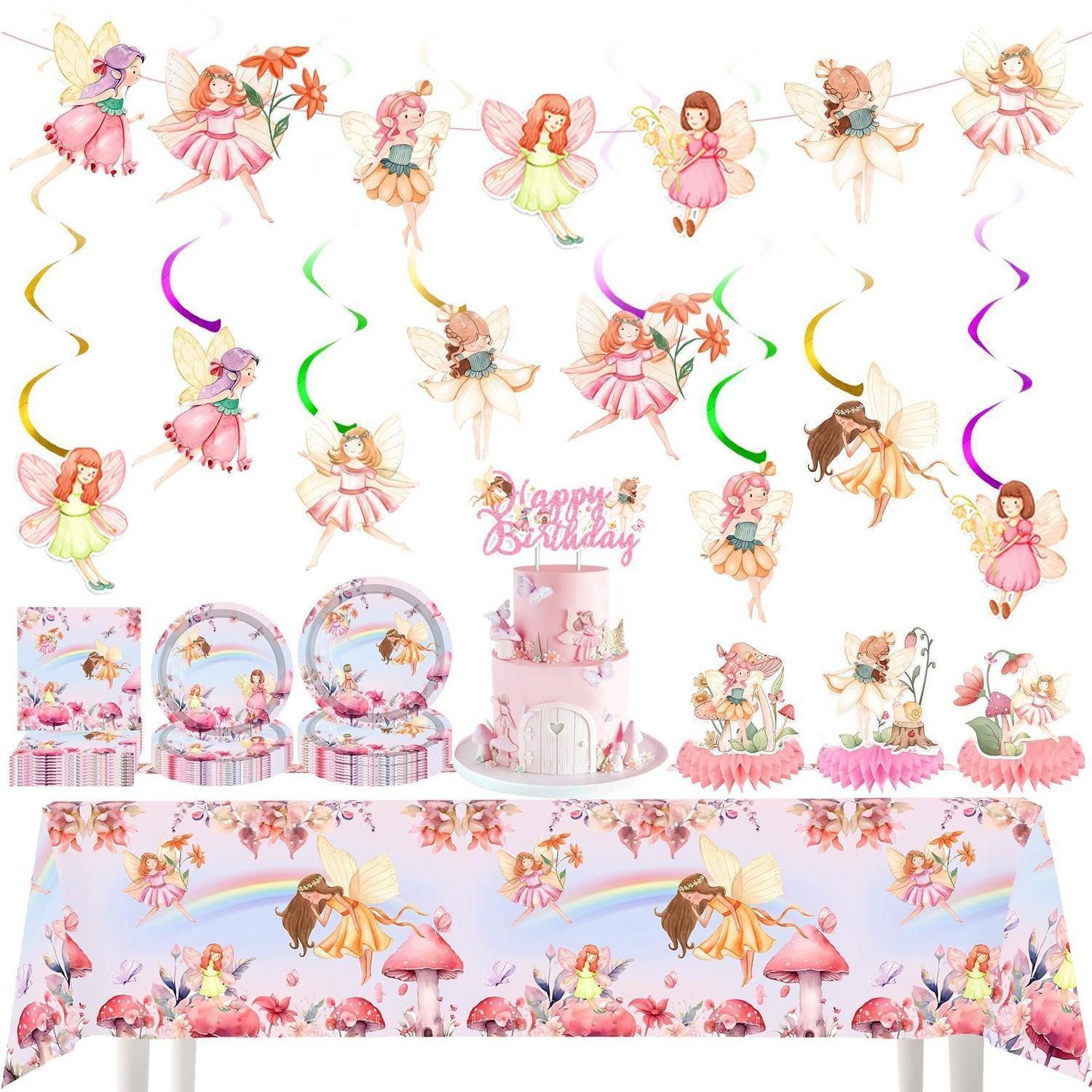 LuxusKollektion Fantasy-Figur Feen Deko Set Kindergeburtstag 46tlg (1 St)