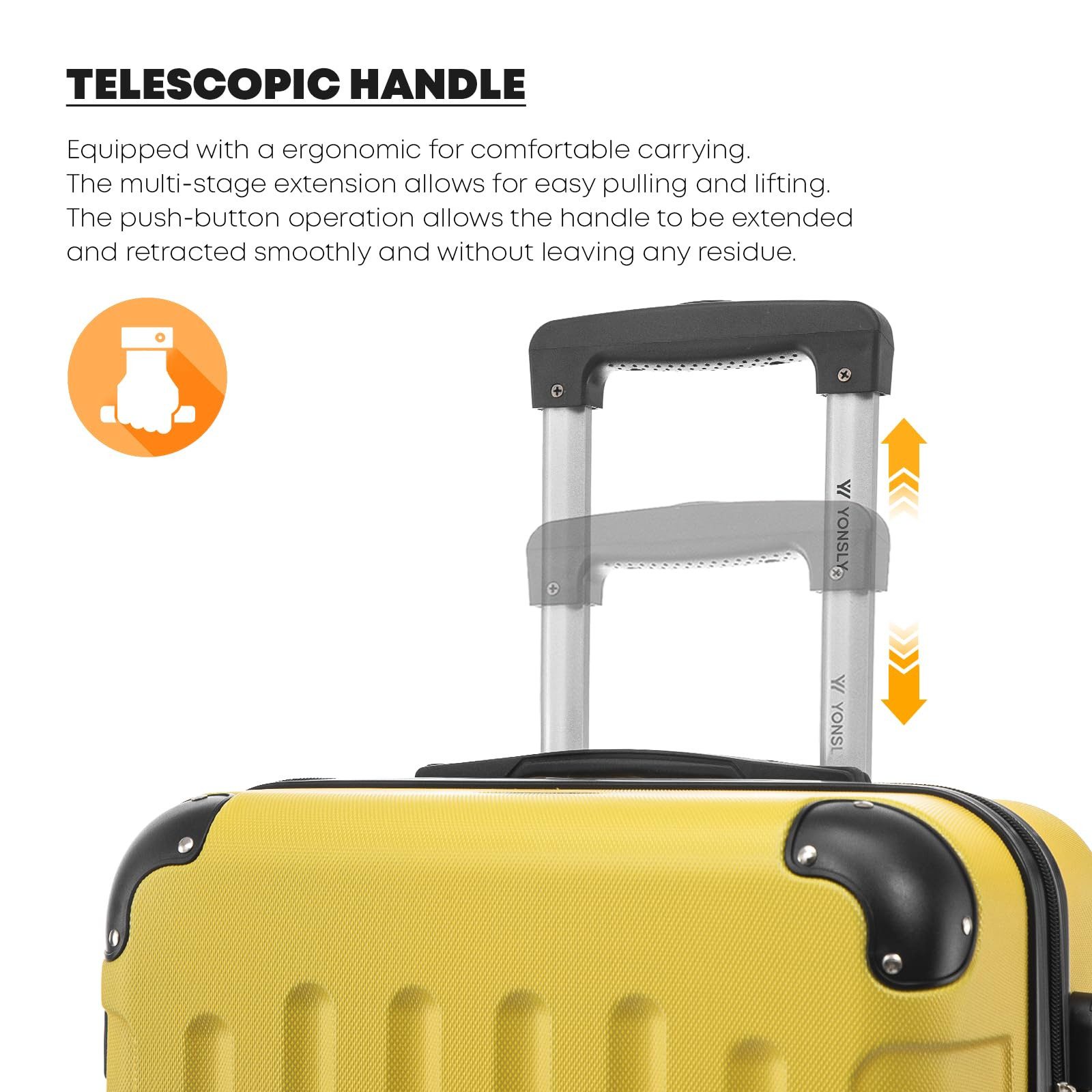 YONSLY Trolleyset Hartschalen-Reisekoffer Rollkoffer Trolley Gepäckset aus ABS, 4 Rollen, (Reiseset, 2 tlg., Größen L&XL), mit 360° Doppelrollen, Zahlenschloss und ergonomischem Gummigriff